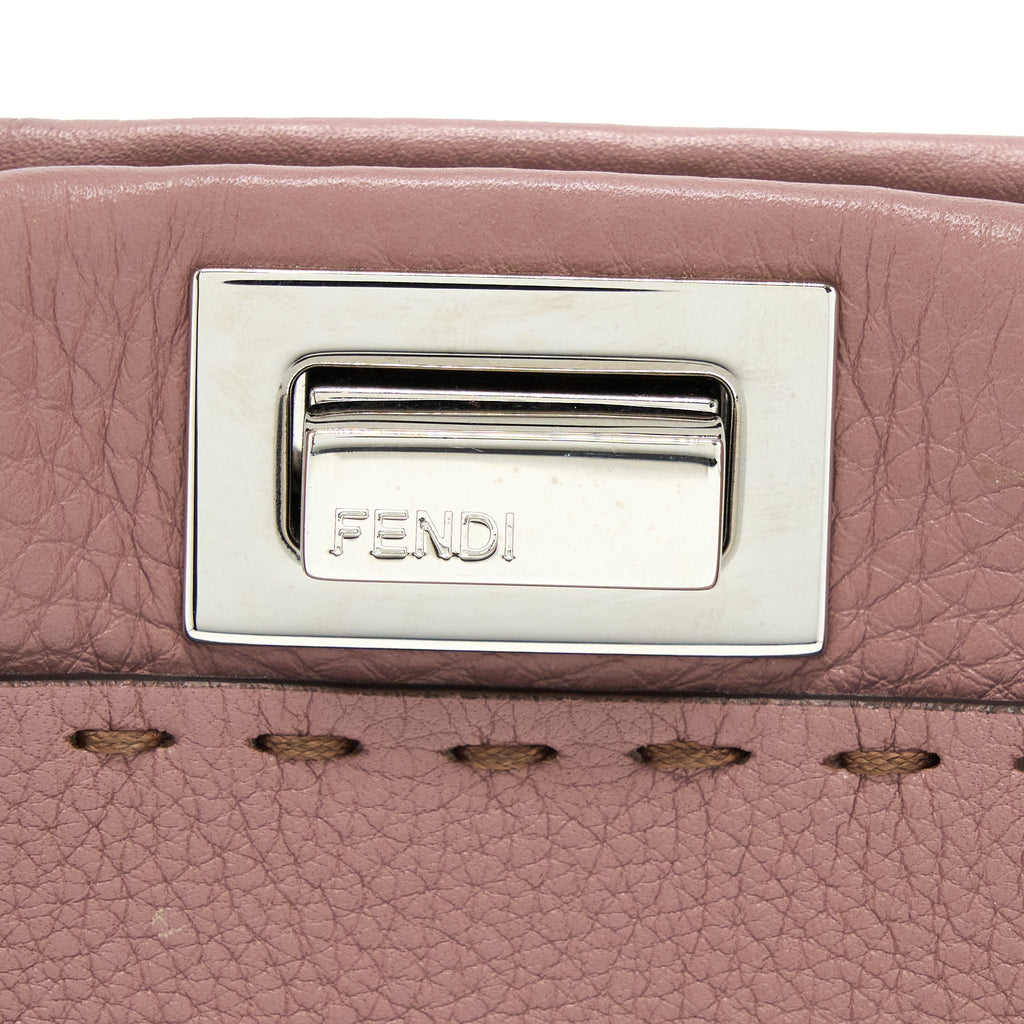 FENDI MINI PEEKABOO GRAINED CALFSKIN PINK SHW