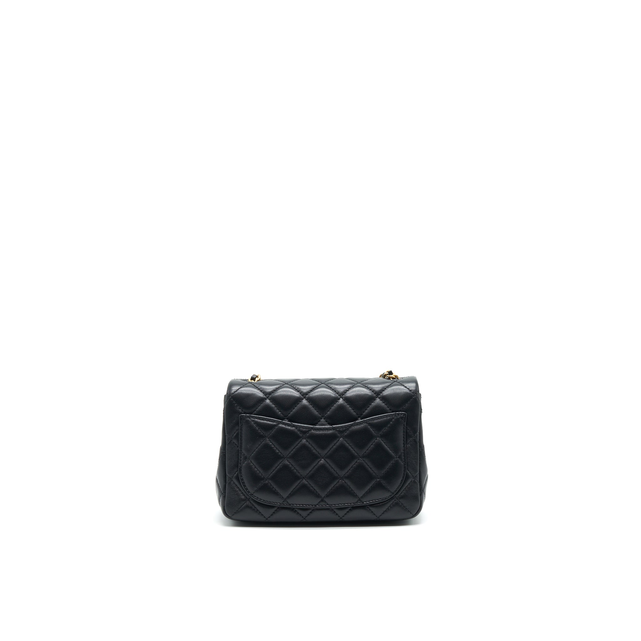 CHANEL 21B PEARL CRUSH SQUARE MINI FLAP BAG BLACK GHW (NEW VERSION WITH MICROCHIP)