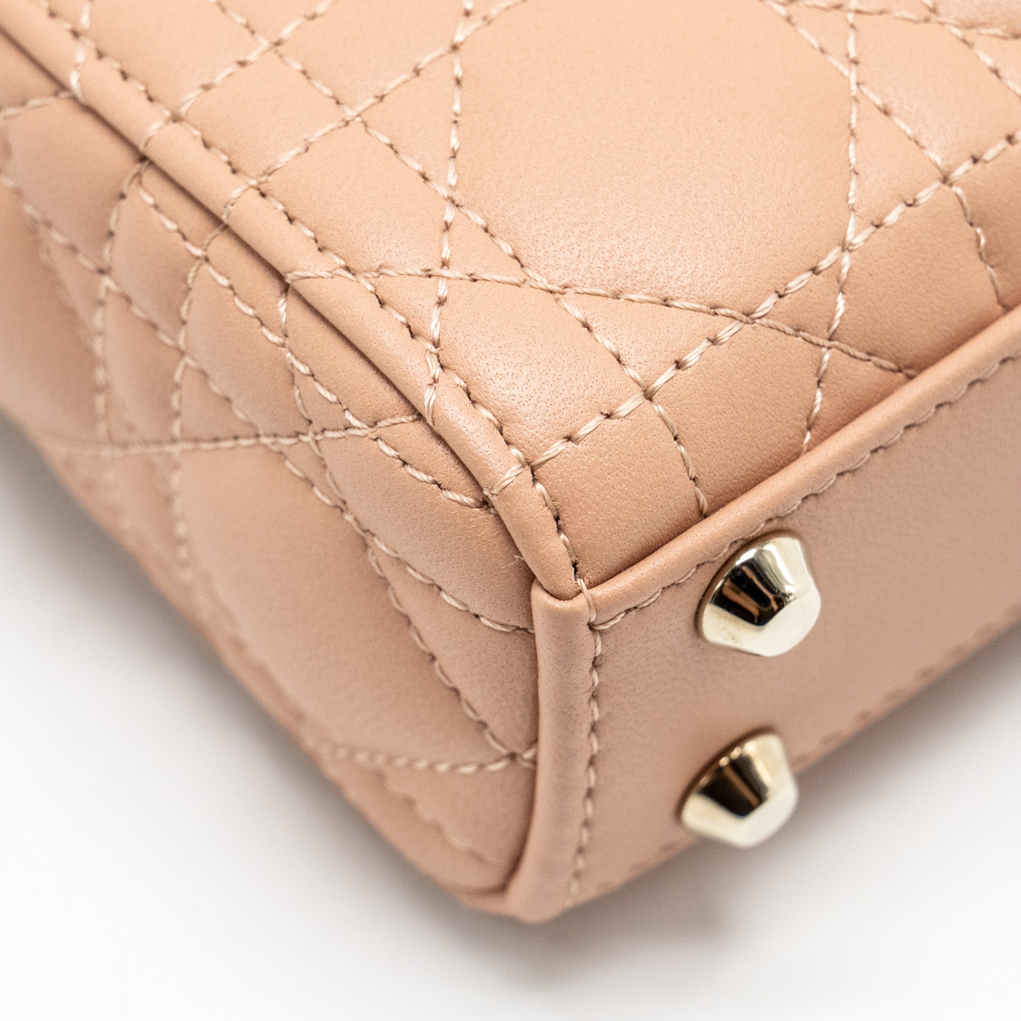 DIOR LADY DIOR MICRO BAG CANNAGE LAMBSKIN ROSE DES VENTS LGHW