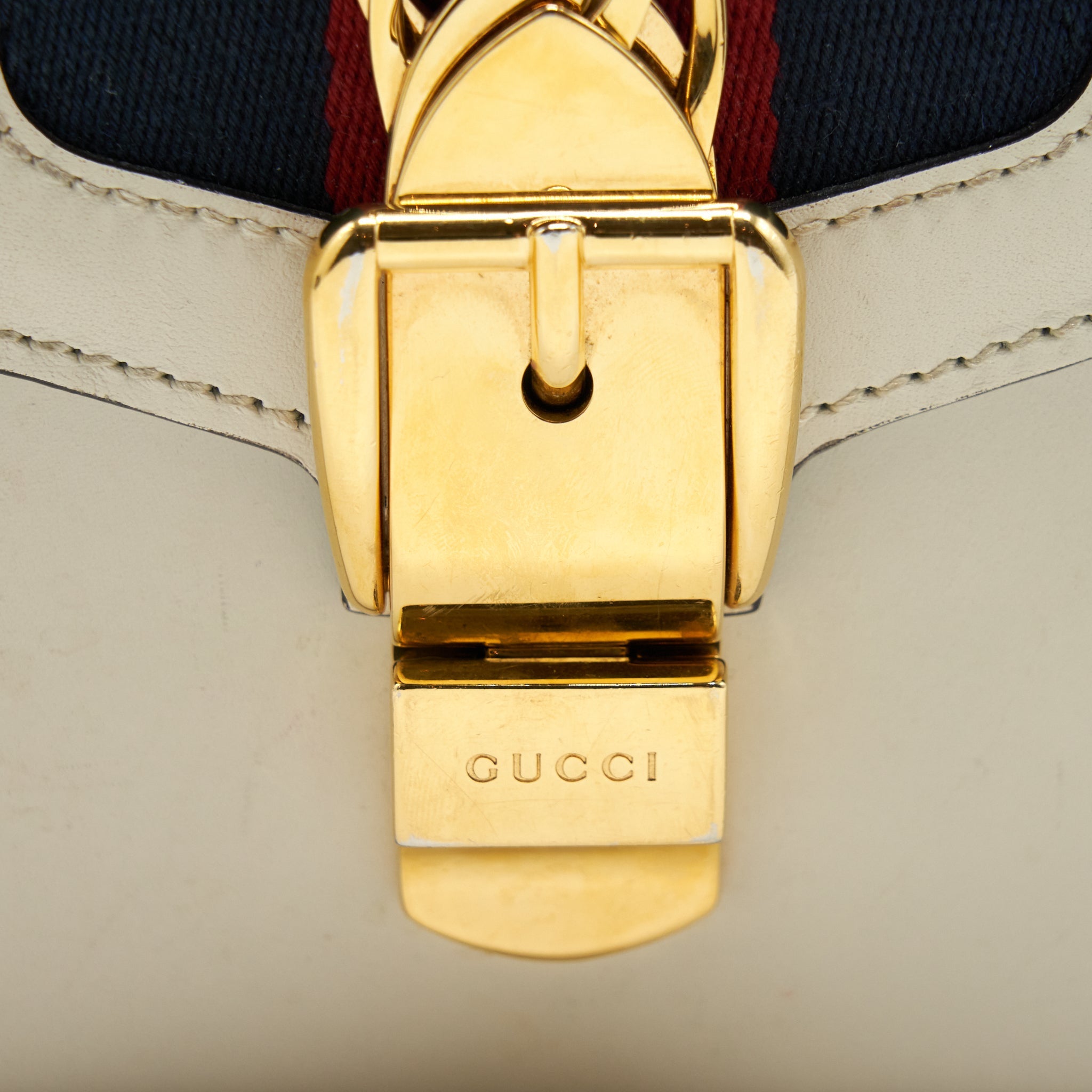 GUCCI SMALL SYLVIE BAG WHITE GHW