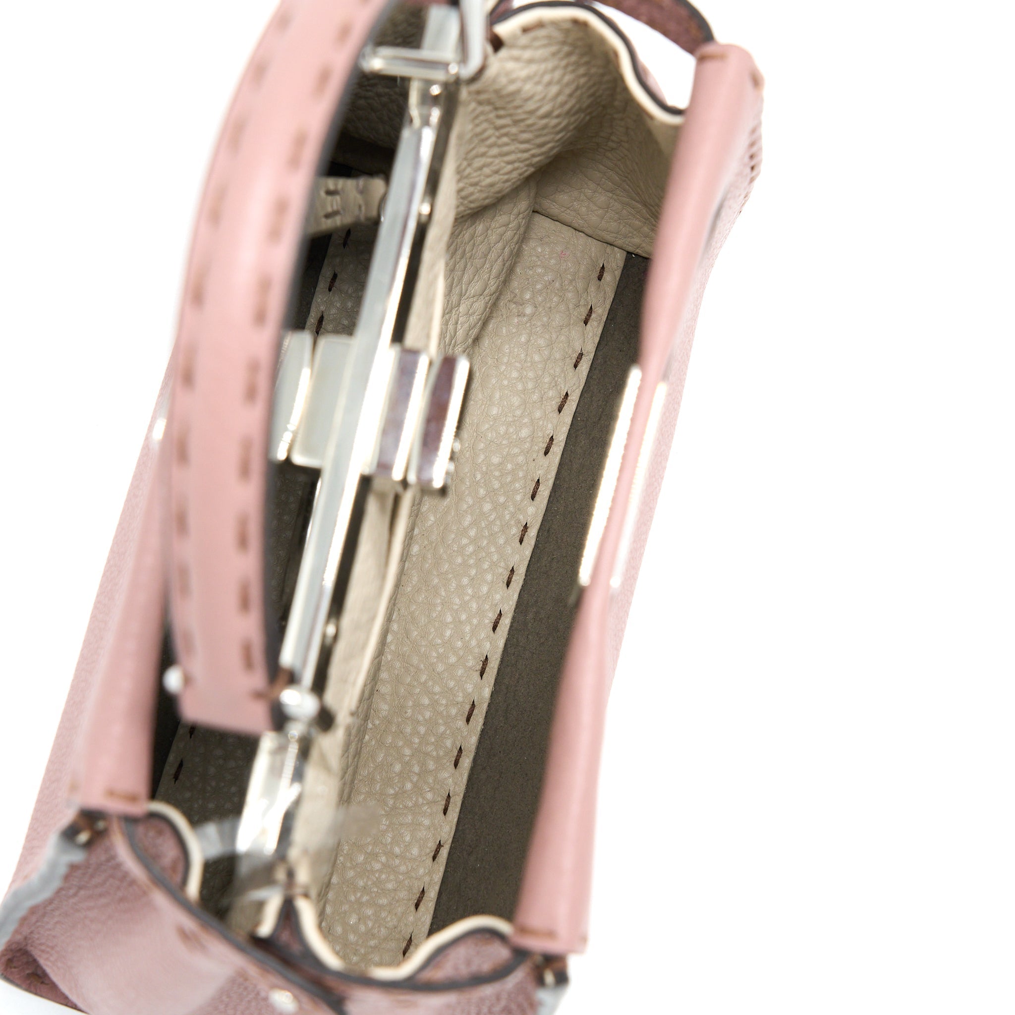 FENDI MINI PEEKABOO GRAINED CALFSKIN PINK SHW