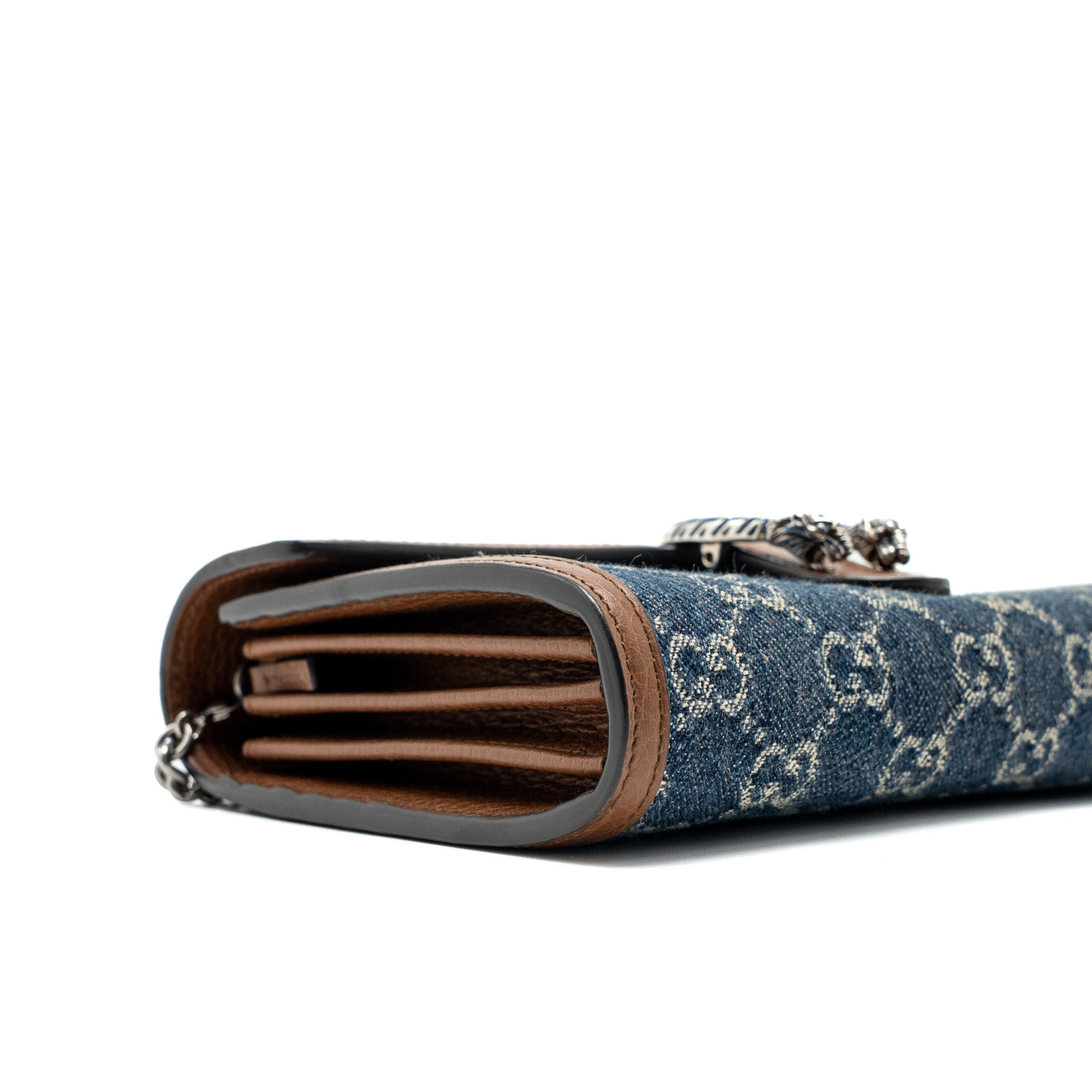 GUCCI DIONYSUS CHAIN WALLET GG SUPREME DENIM/LEATHER MULTICOLOUR HARDWARE