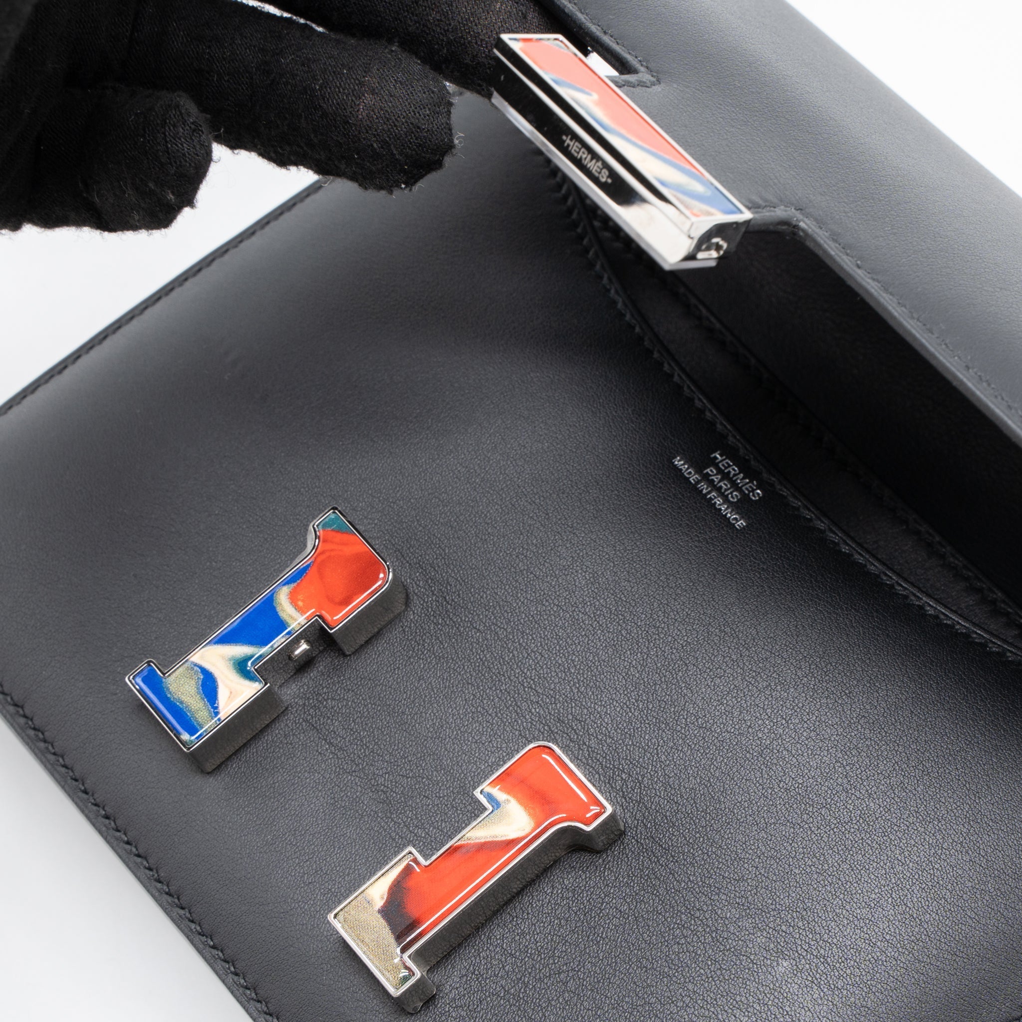 HERMES CONSTANCE MINI MARBLE LOCK SWIFT BLACK/MULTICOLOUR SHW