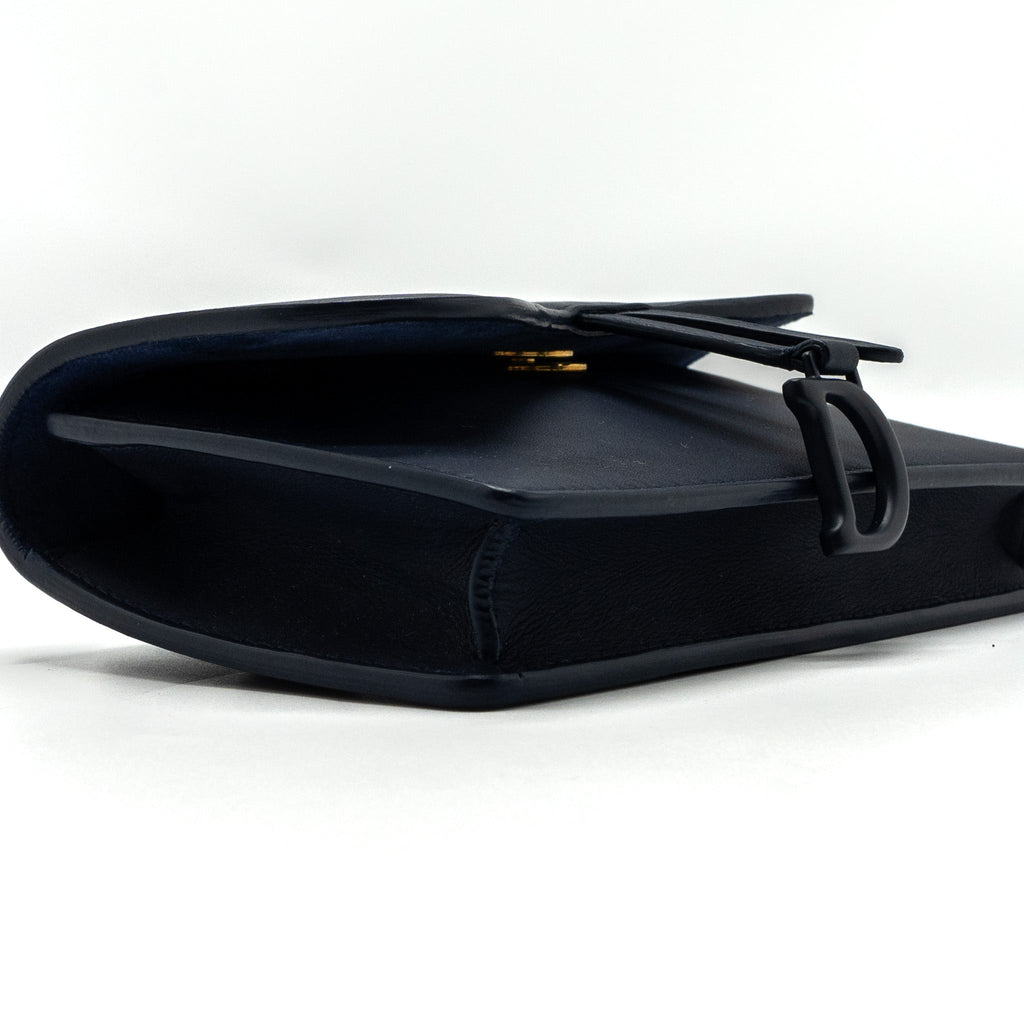 DIOR SADDLE BELT POUCH CALFSKIN BLUE WITH BLUE HARDWARE
