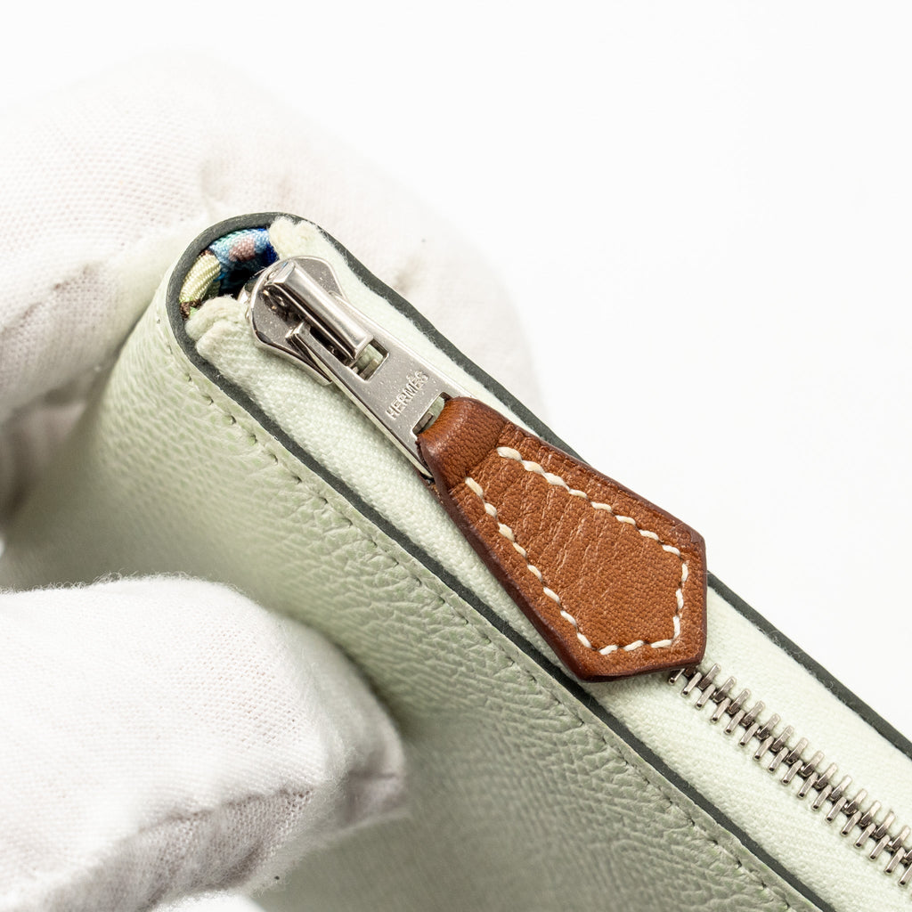 HERMES SILK IN COMPACT WALLET EPSOM VERT FIZZ/MULTICOLOUR SHW