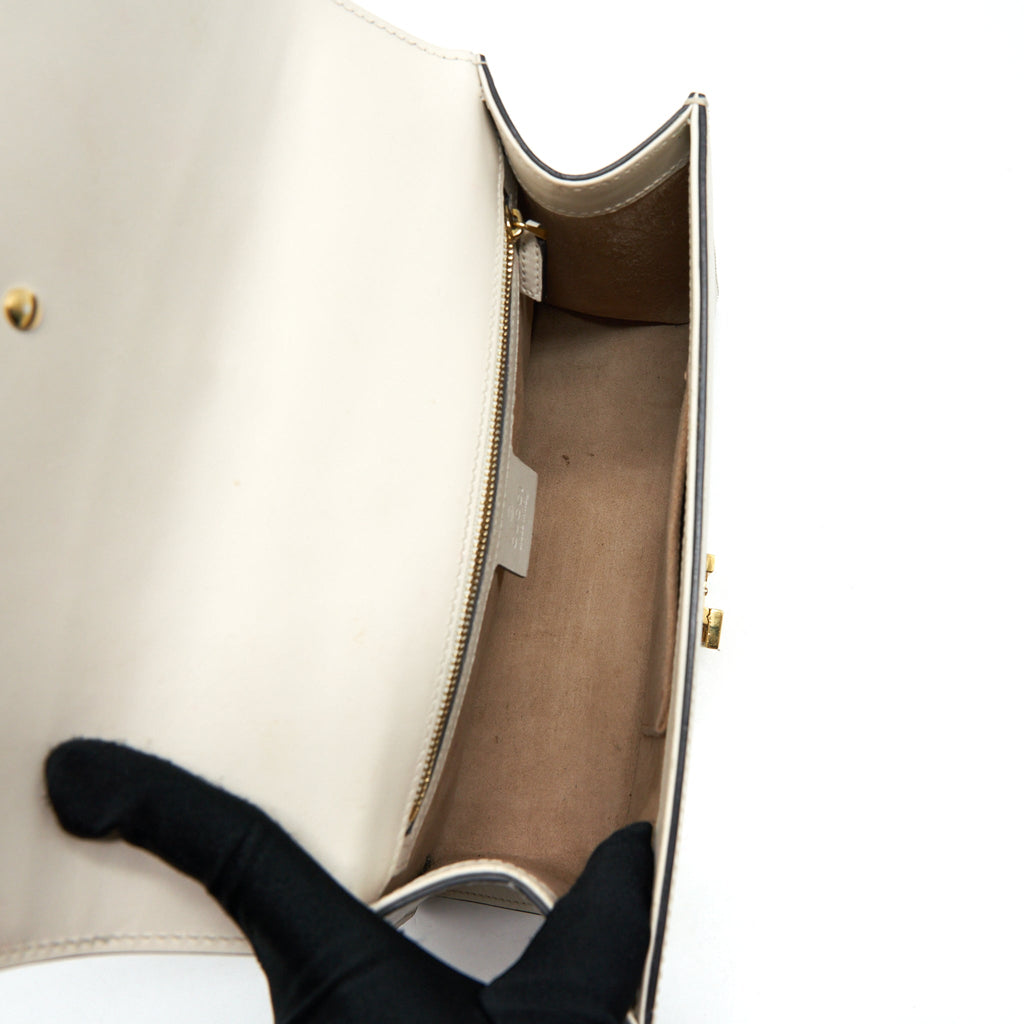 GUCCI SMALL SYLVIE BAG WHITE GHW