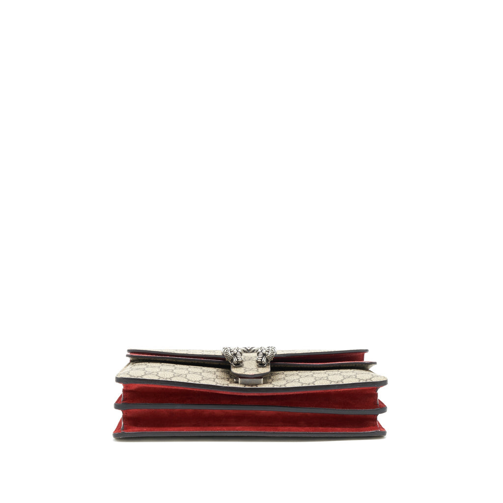 GUCCI DIONYSUS SHOULDER BAG RED/GG SUPREME CANVAS SHW