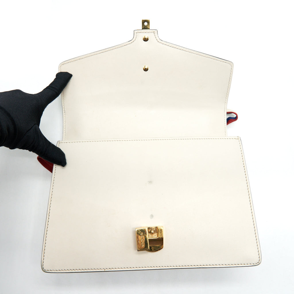GUCCI SMALL SYLVIE BAG WHITE GHW