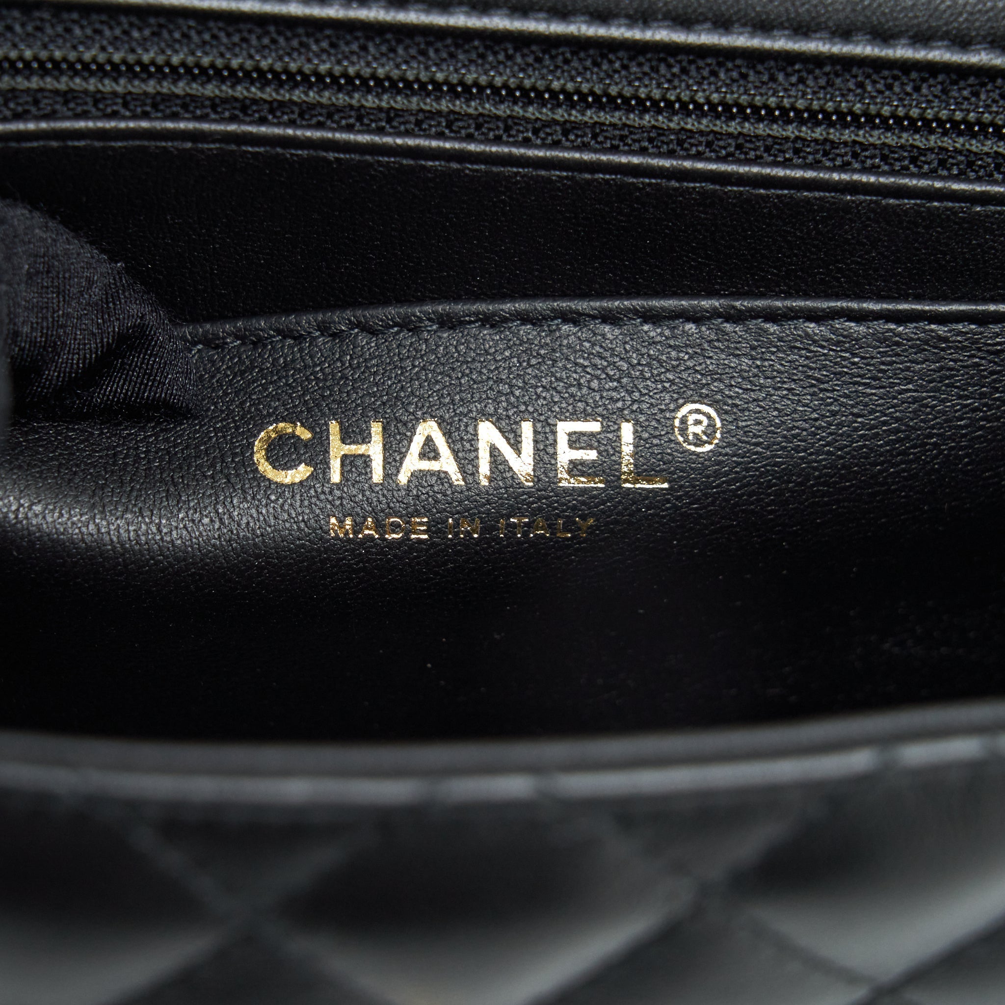 CHANEL MINI SQUARE FLAP BAG LAMBSKIN BLACK LGHW (MICROCHIP)