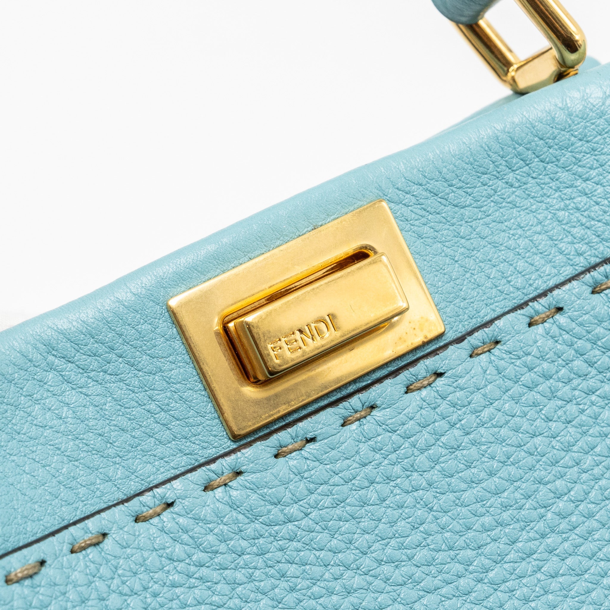 FENDI MINI PEEKABOO BAG CALFSKIN BLUE GHW