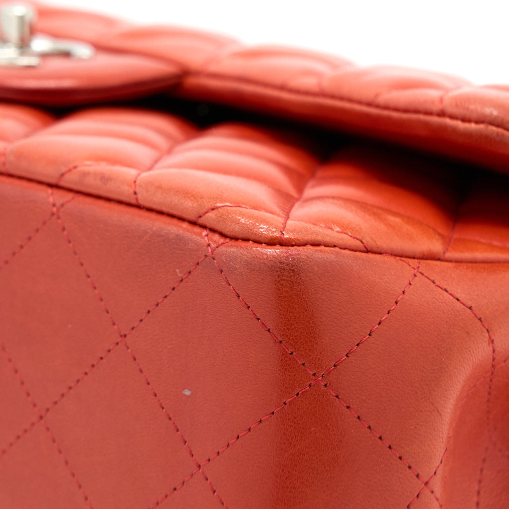 CHANEL JUMBO CLASSIC DOUBLE FLAP BAG LAMBSKIN CORAL SHW