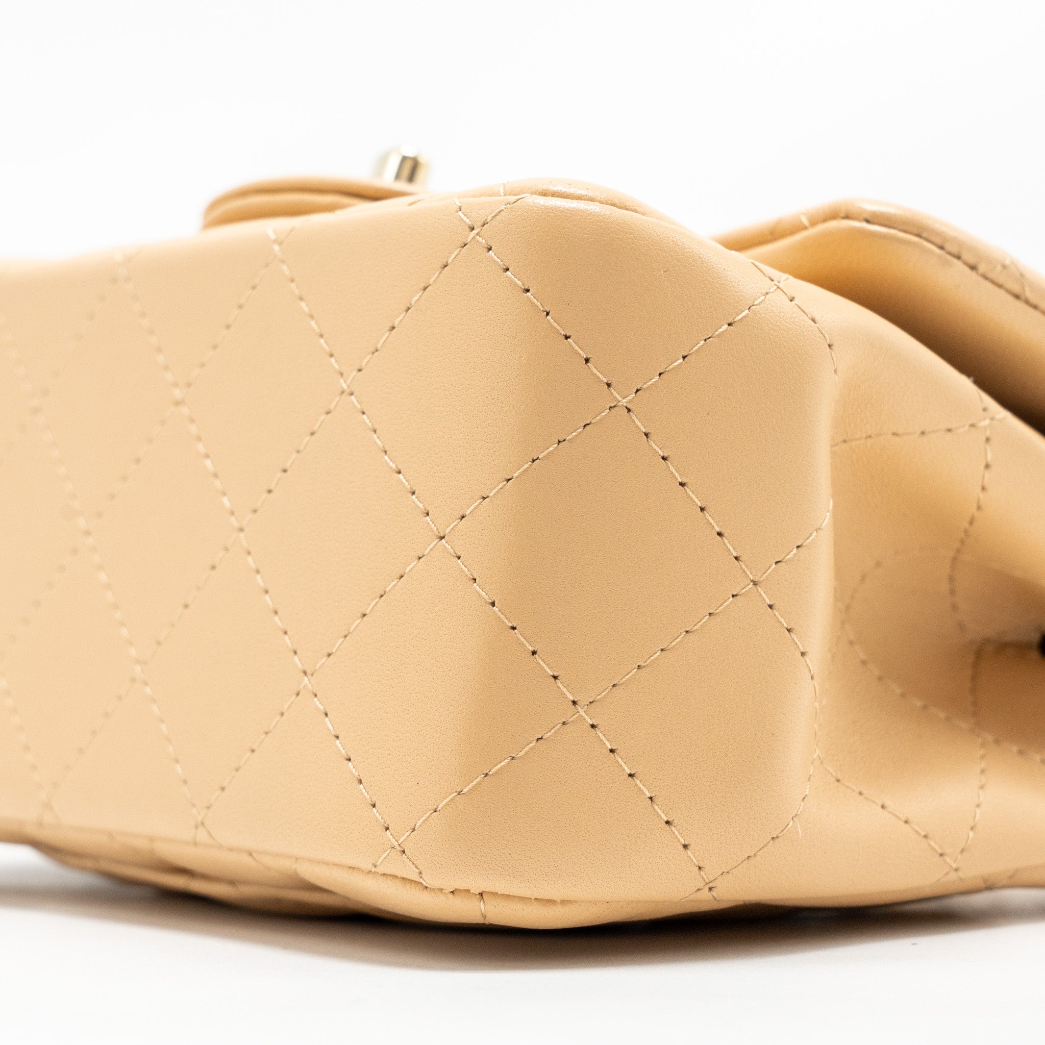 CHANEL MINI SQUARE FLAP BAG LAMBSKIN BEIGE LGHW (MICROCHIP)