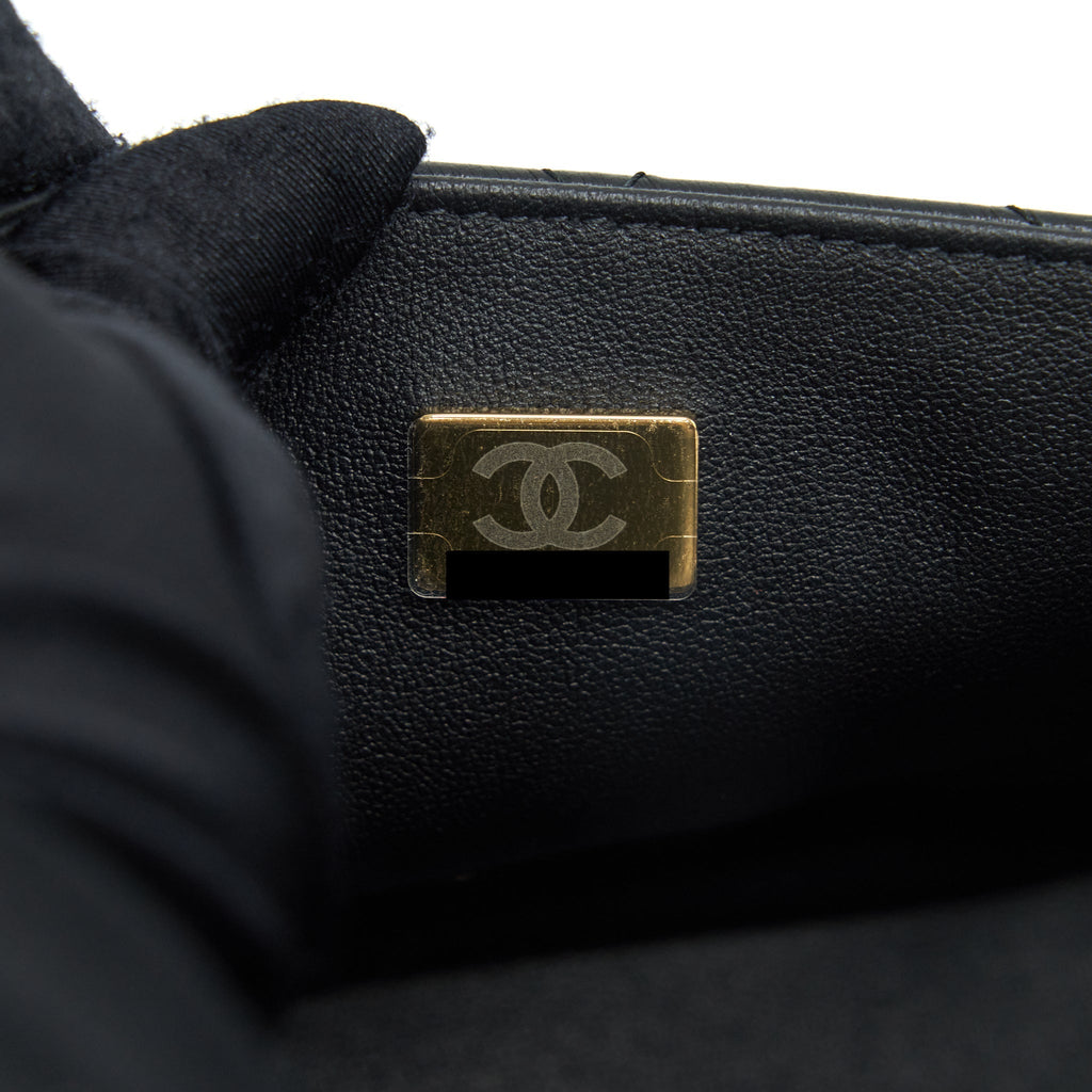 CHANEL MINI SQUARE FLAP BAG LAMBSKIN BLACK LGHW (MICROCHIP)