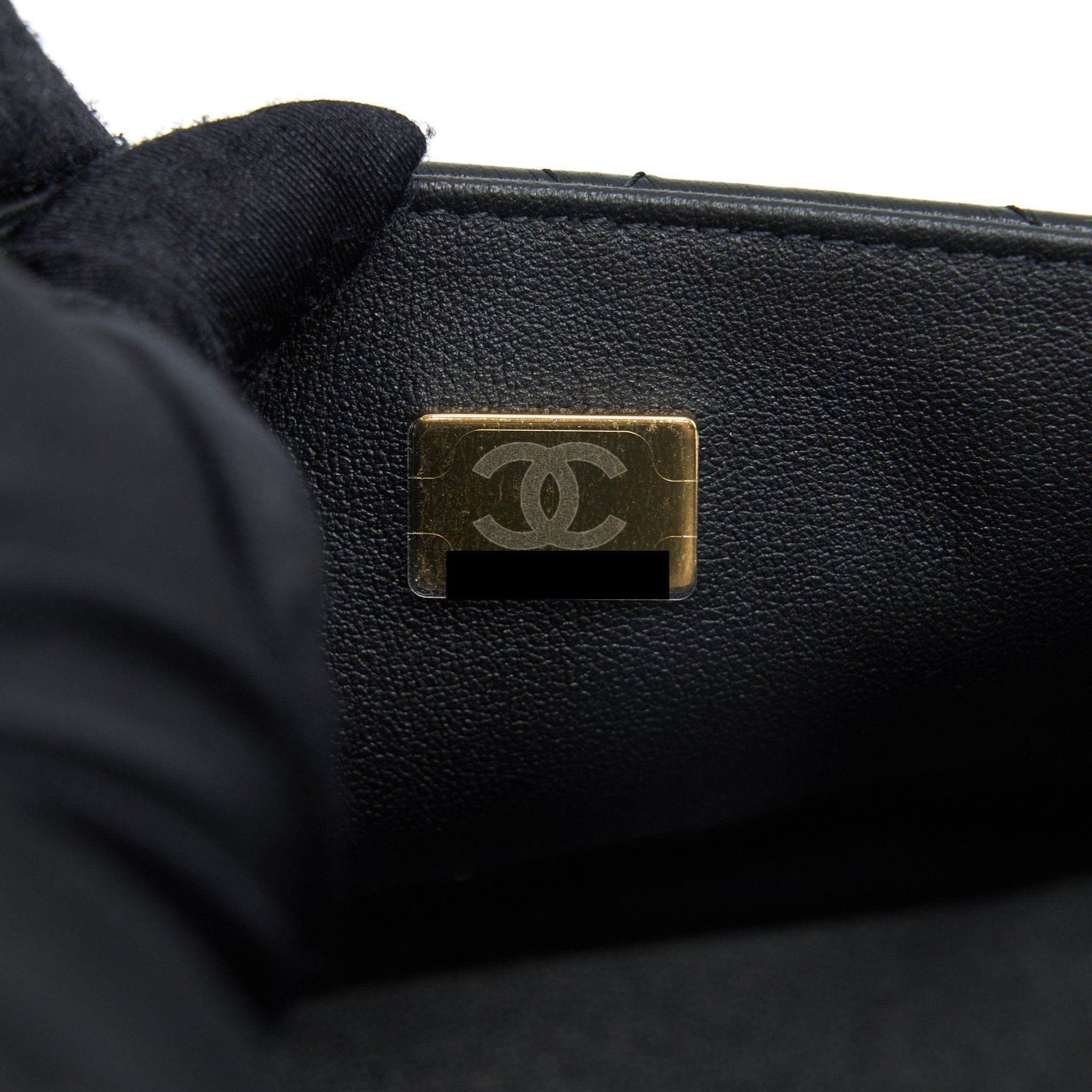 CHANEL MINI SQUARE FLAP BAG LAMBSKIN BLACK LGHW (MICROCHIP)