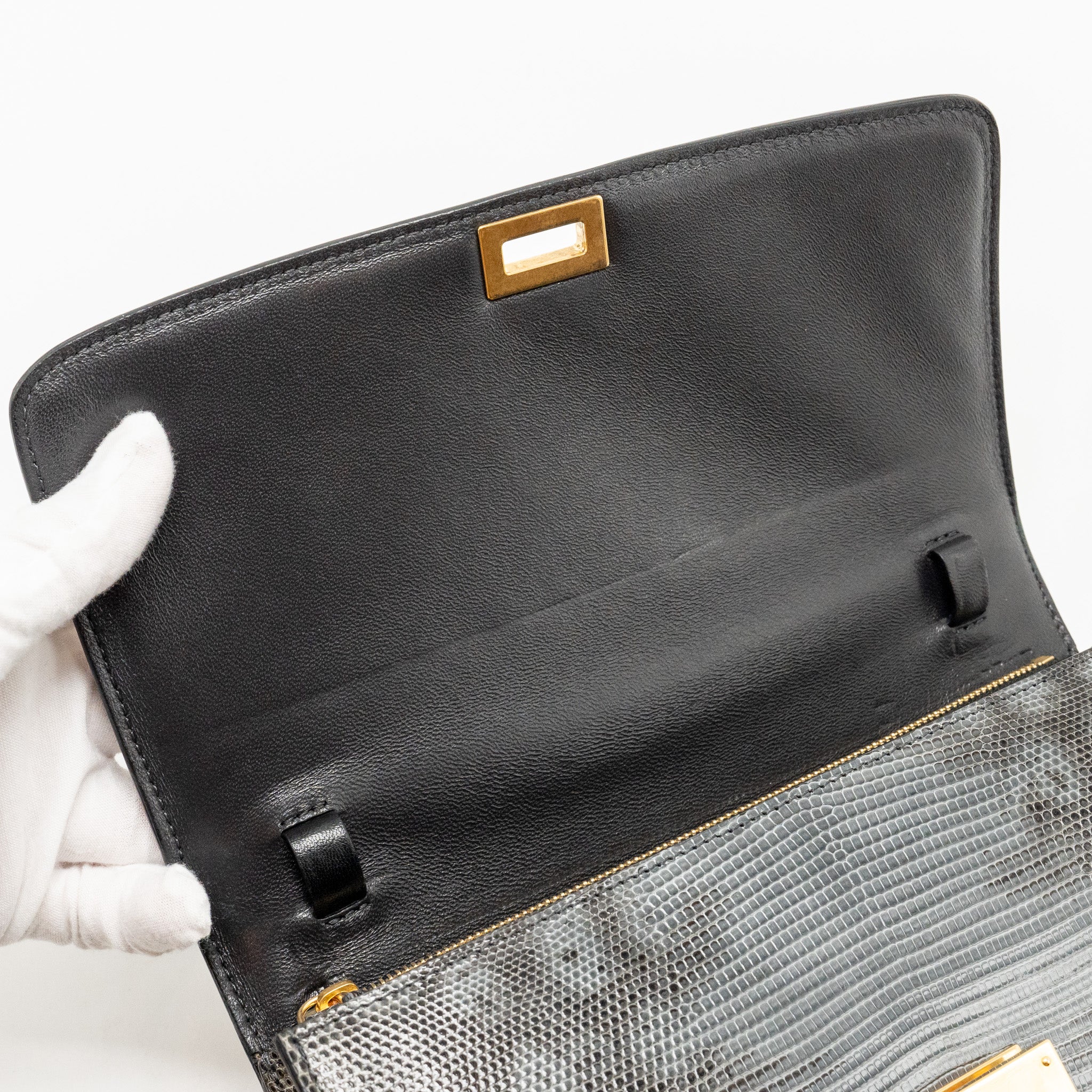 CELINE MEDIUM CLASSIC BOX BAG LIZARD GREY GHW