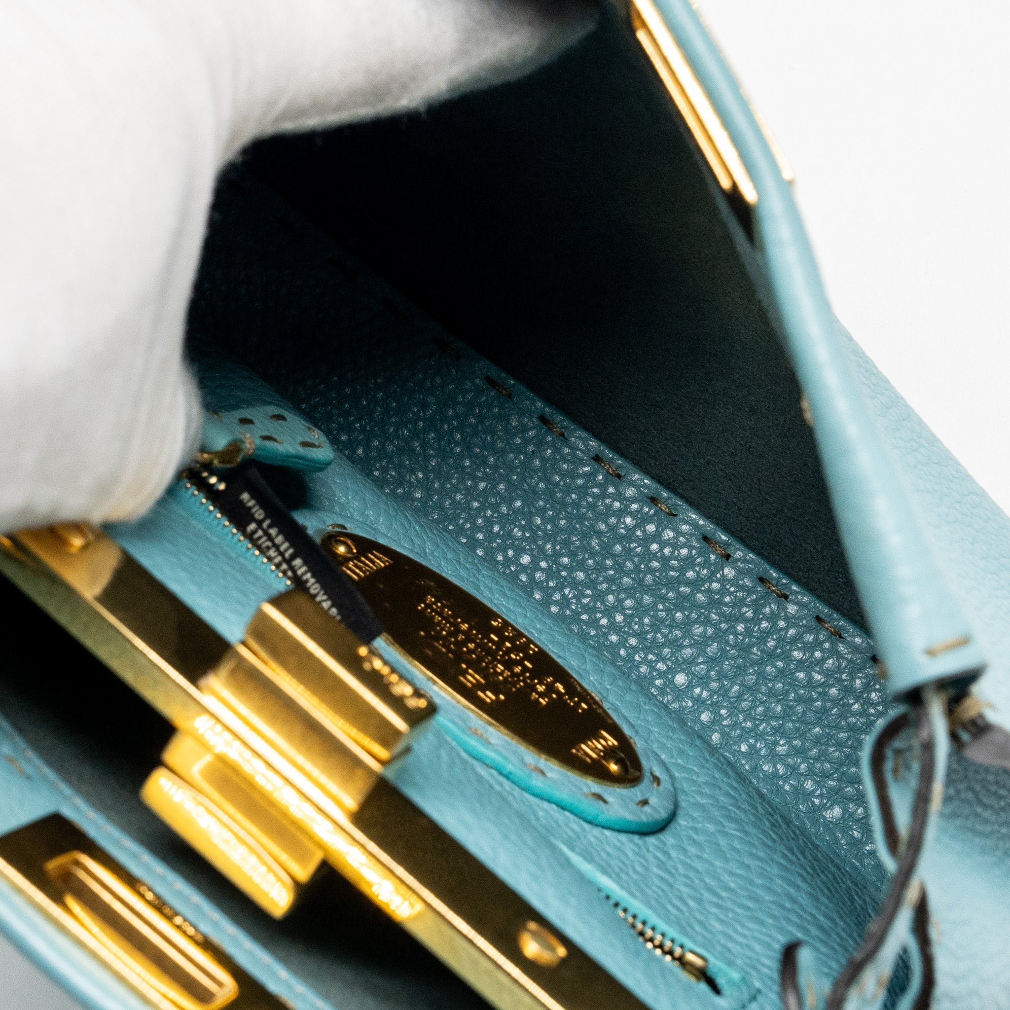FENDI MINI PEEKABOO BAG CALFSKIN BLUE GHW