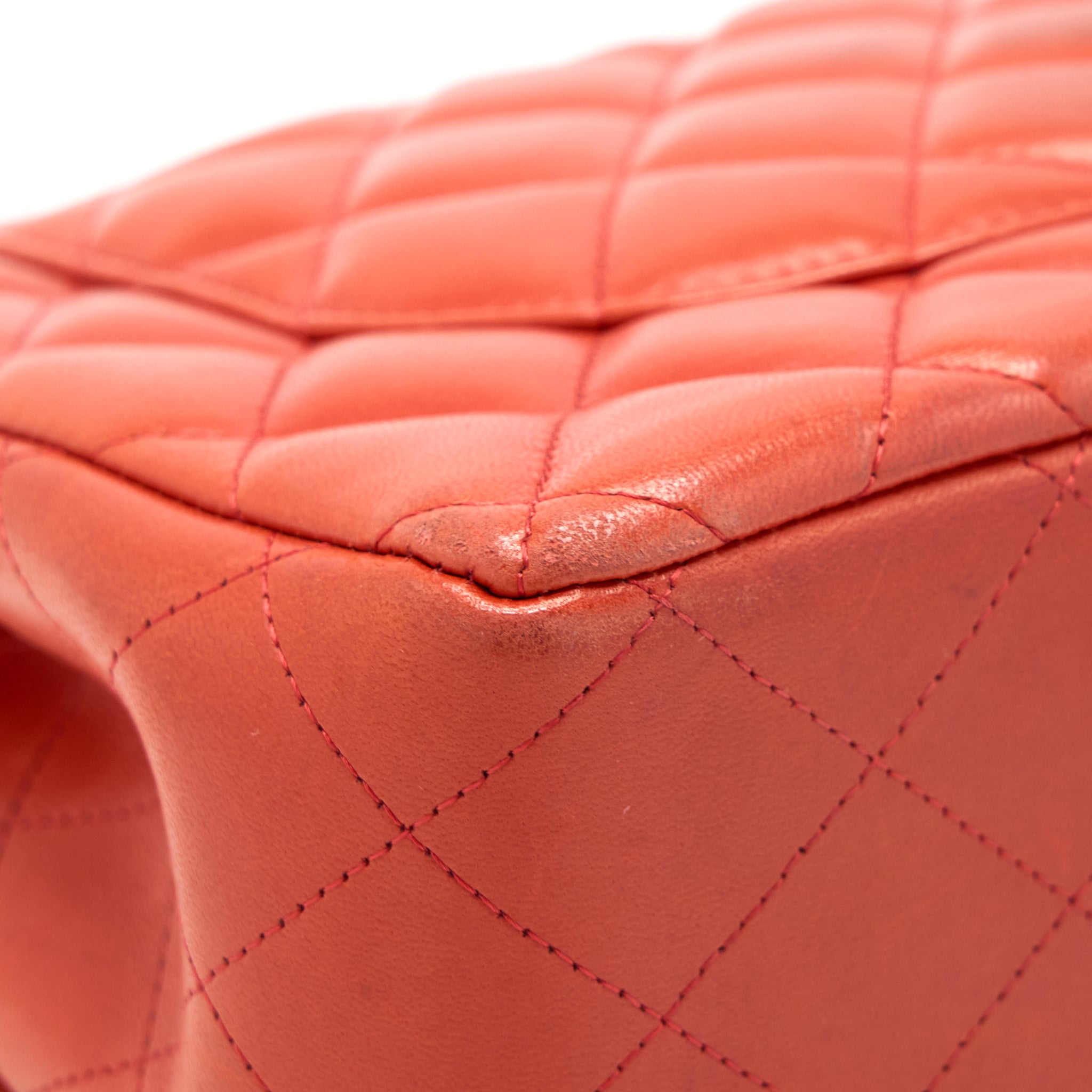 CHANEL JUMBO CLASSIC DOUBLE FLAP BAG LAMBSKIN CORAL SHW