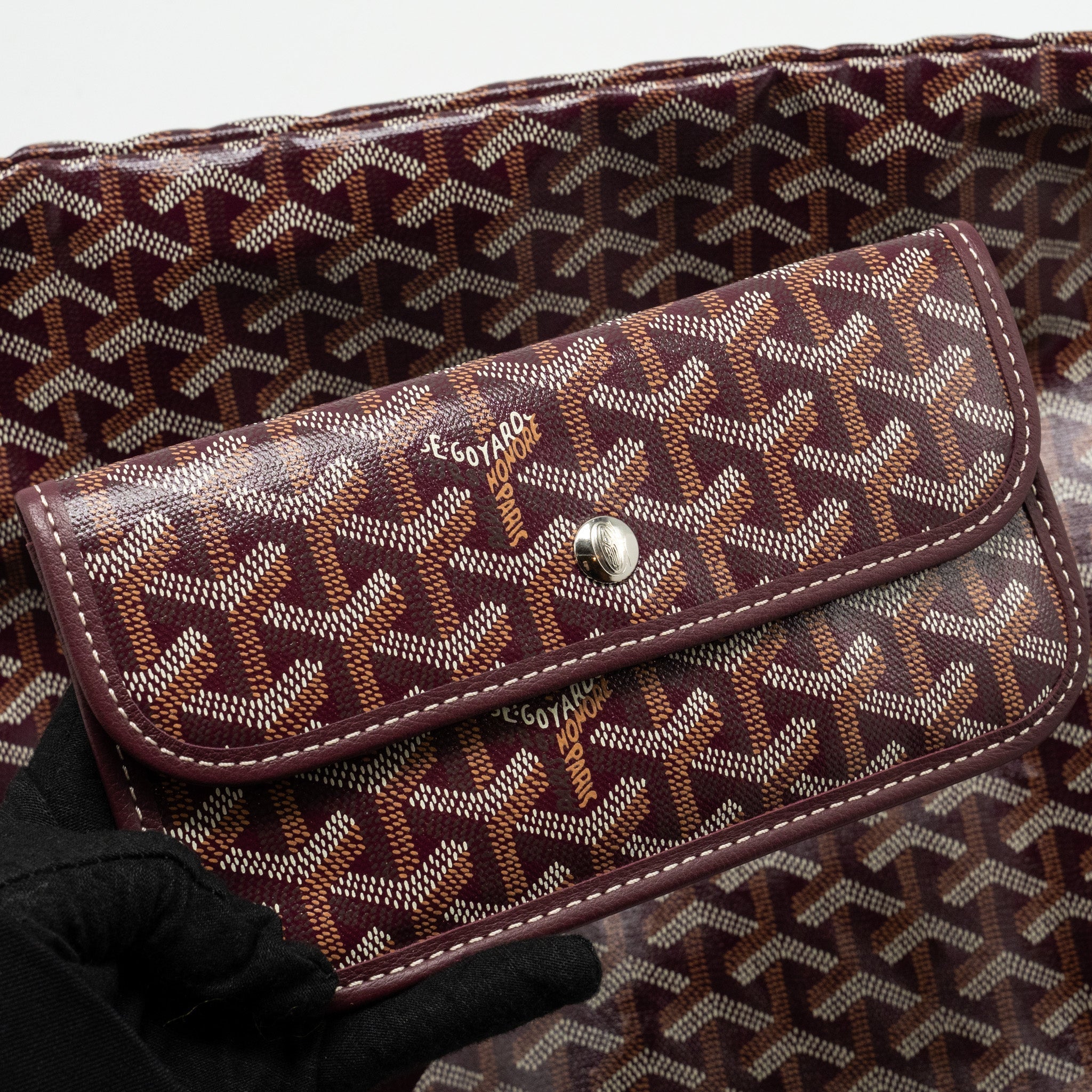 GOYARD SAINT LOUIS GM TOTE BAG GOYARDINE CANVAS/CALFSKIN BURGUNDY SHW