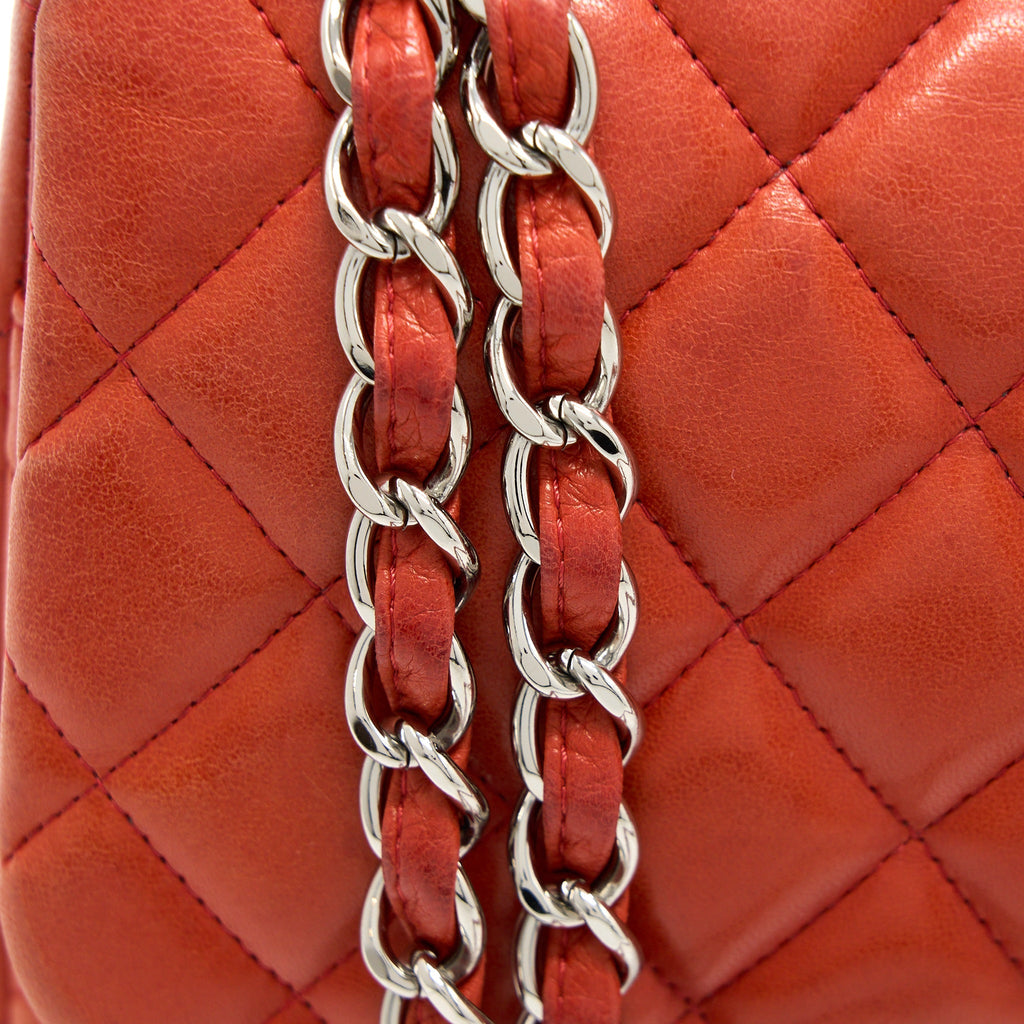 CHANEL JUMBO CLASSIC DOUBLE FLAP BAG LAMBSKIN CORAL SHW