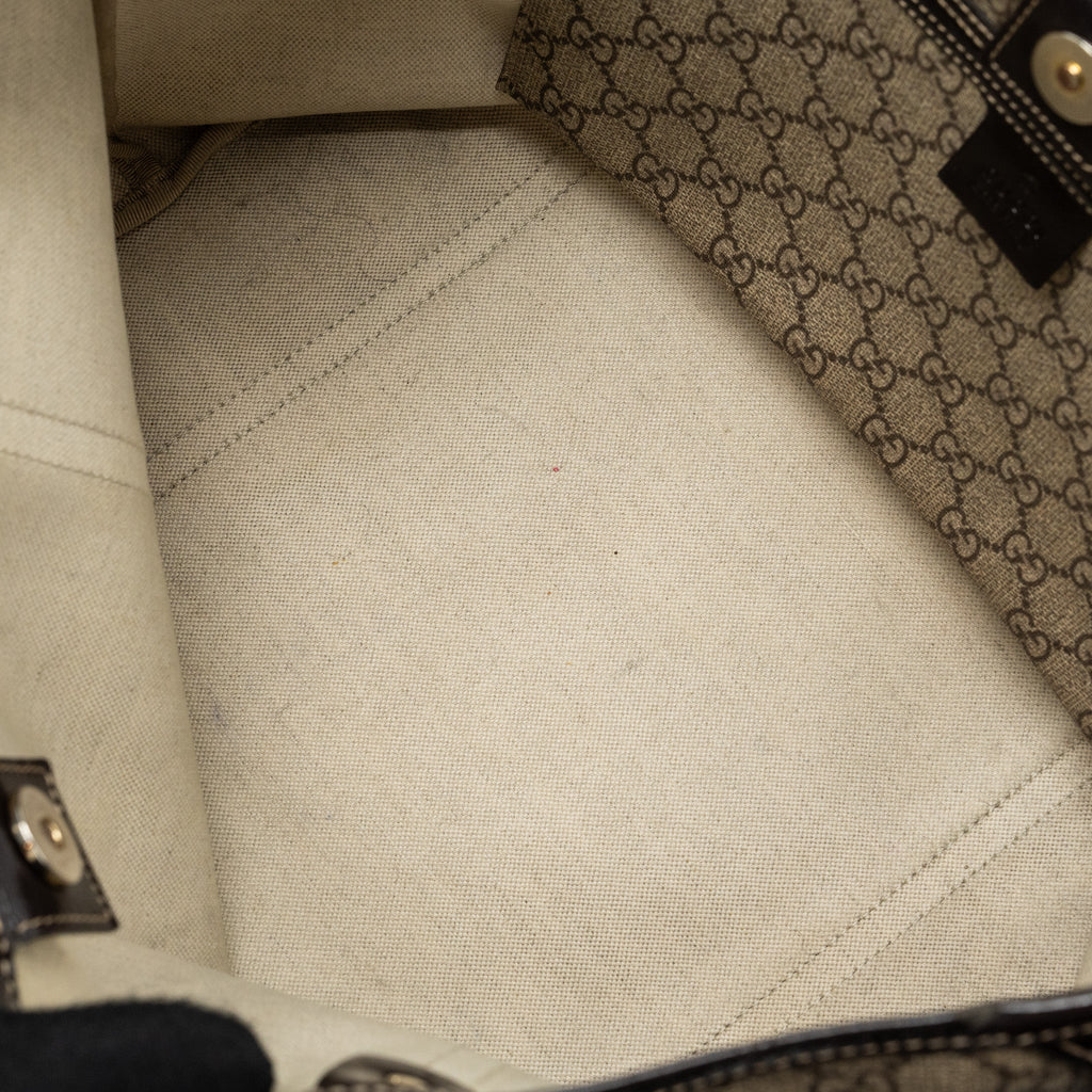 GUCCI TOP HANDLE TOTE BAG GG SUPREME CANVAS GHW