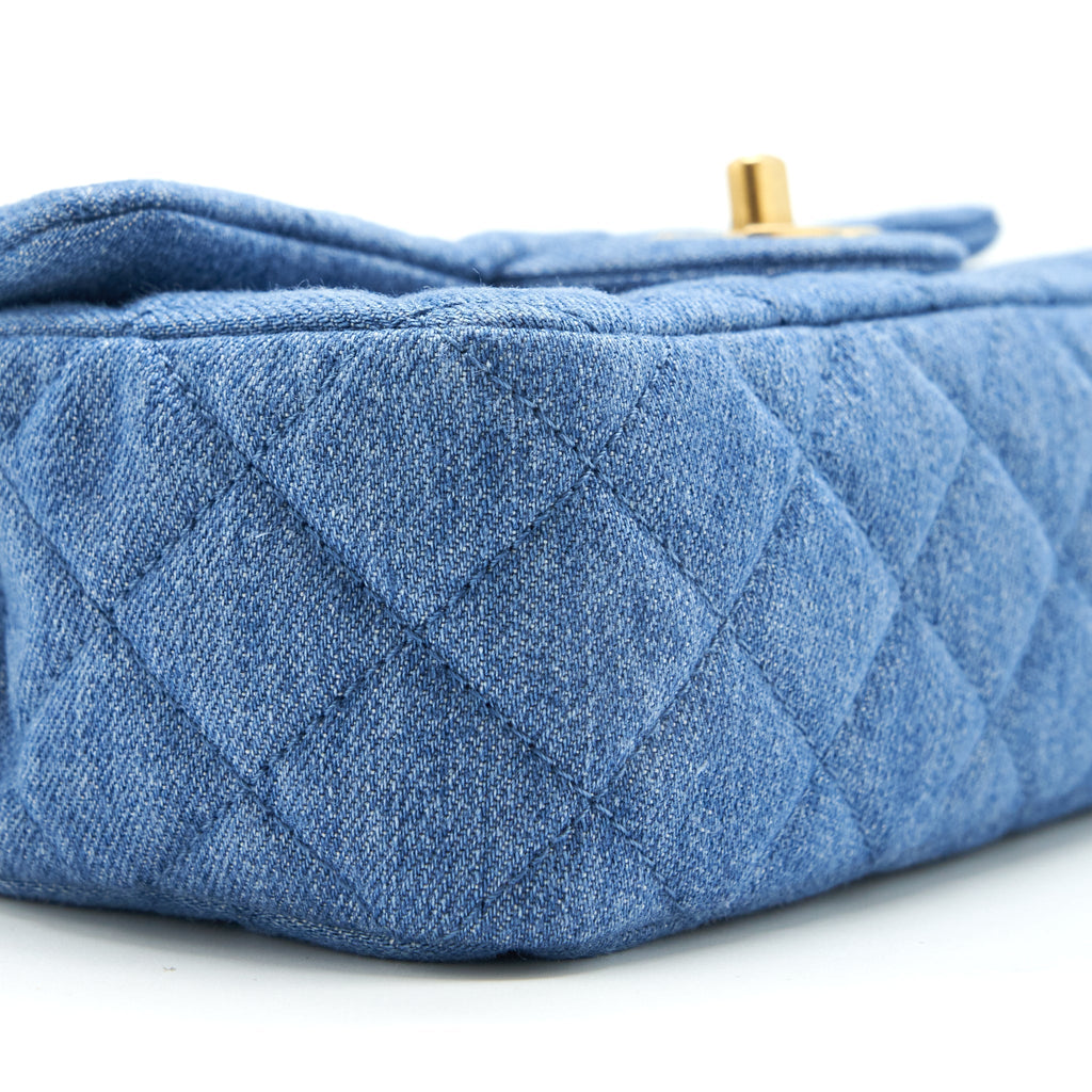CHANEL PEARL CRUSH MINI RECTANGULAR FLAP BAG DENIM BLUE GHW (MICROCHIP)