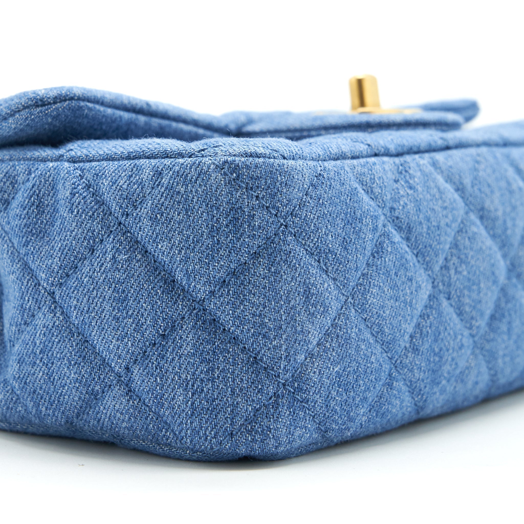 CHANEL PEARL CRUSH MINI RECTANGULAR FLAP BAG DENIM BLUE GHW (MICROCHIP)
