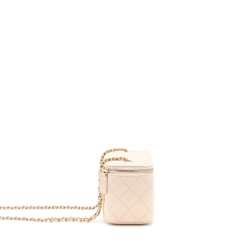 CHANEL LONG VANITY WITH CHAIN CAVIAR BEIGE LGHW