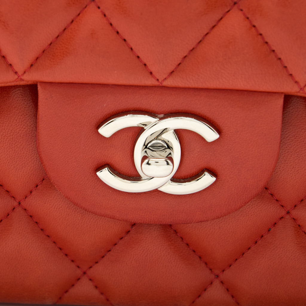 CHANEL JUMBO CLASSIC DOUBLE FLAP BAG LAMBSKIN CORAL SHW