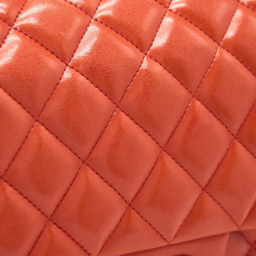 CHANEL JUMBO CLASSIC DOUBLE FLAP BAG LAMBSKIN CORAL SHW