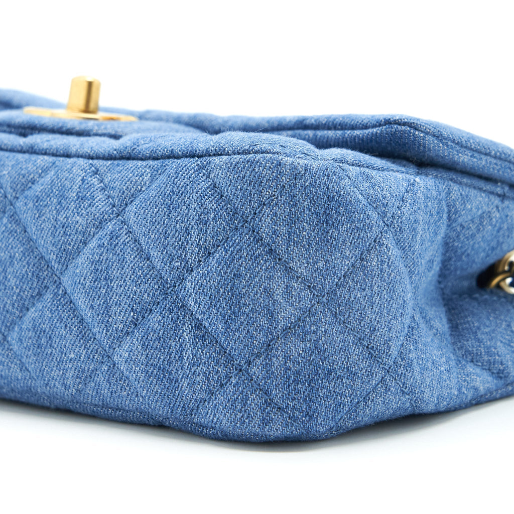 CHANEL PEARL CRUSH MINI RECTANGULAR FLAP BAG DENIM BLUE GHW (MICROCHIP)