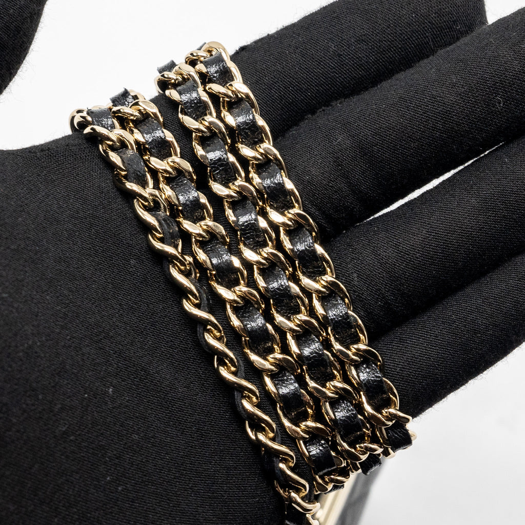 CHANEL QUILTED MINI CLIP PURSE WITH CHAIN AGED CALFSKIN BLACK LGHW (MICROCHIP)