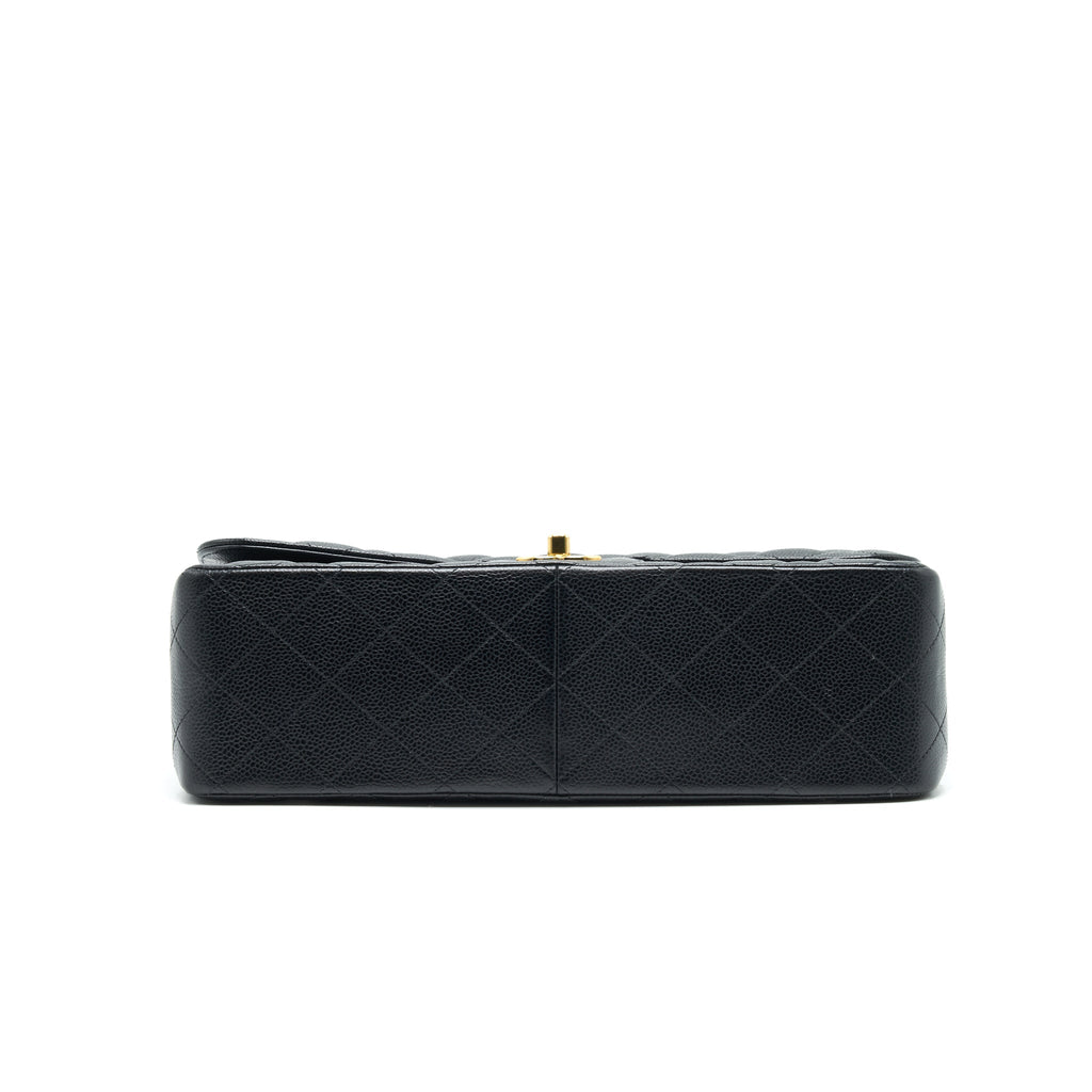 CHANEL CLASSIC JUMBO DOUBLE FLAP BAG BLACK CAVIER GHW