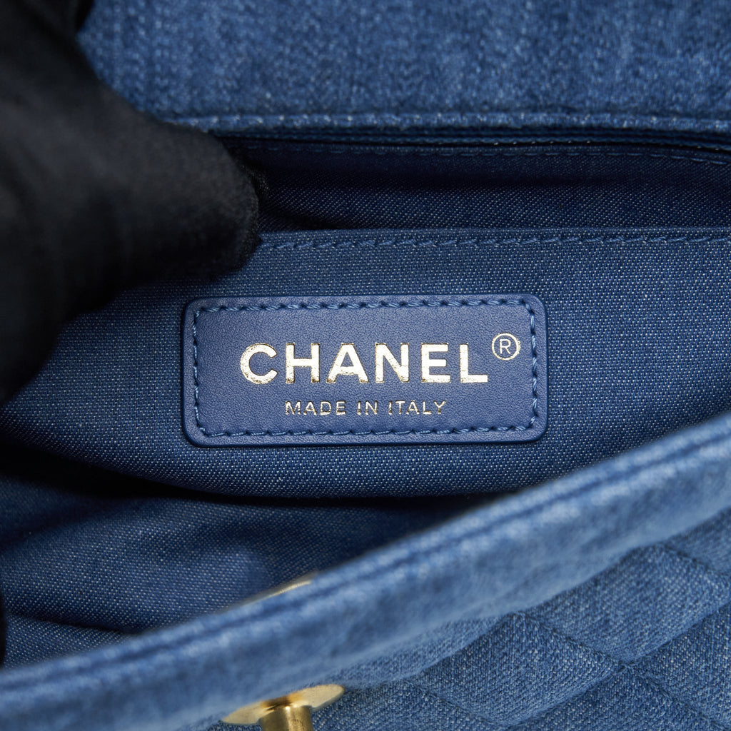 CHANEL PEARL CRUSH MINI RECTANGULAR FLAP BAG DENIM BLUE GHW (MICROCHIP)