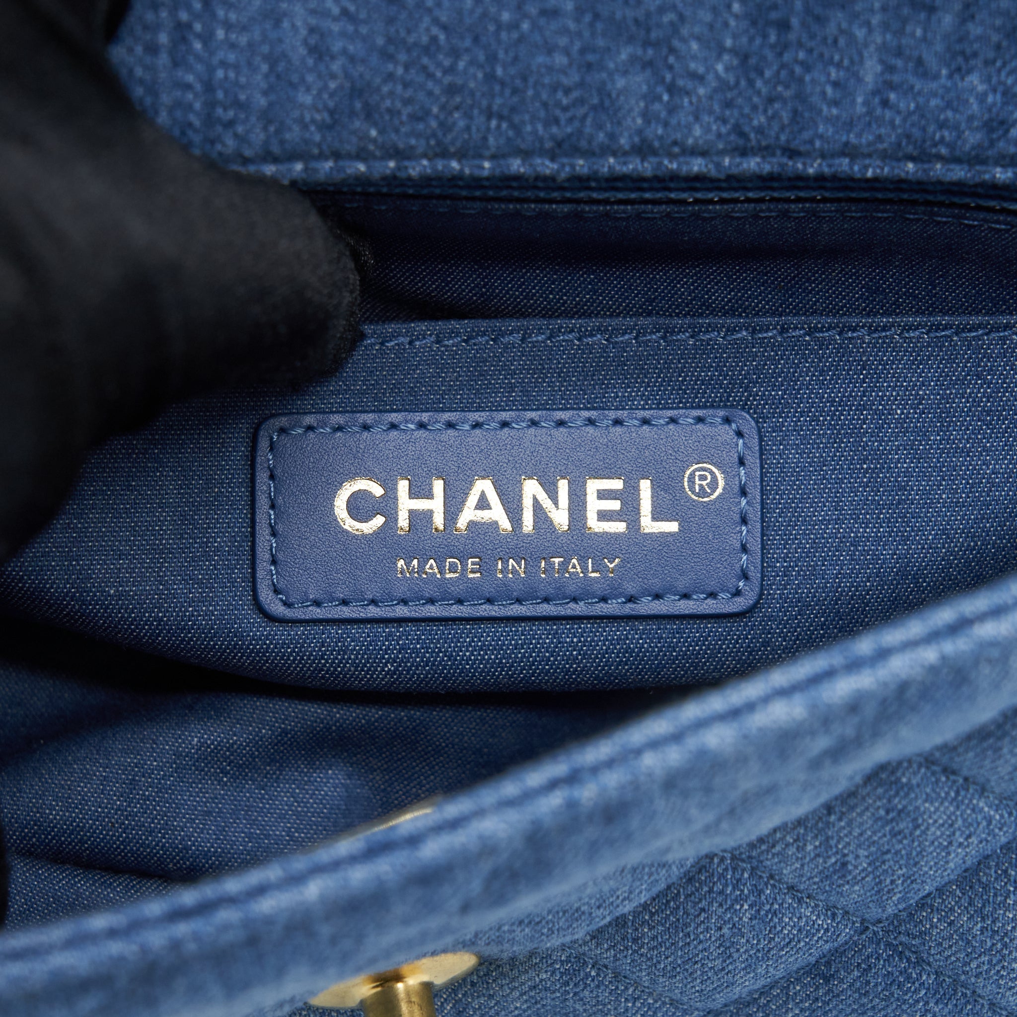 CHANEL PEARL CRUSH MINI RECTANGULAR FLAP BAG DENIM BLUE GHW (MICROCHIP)