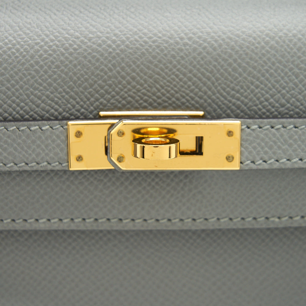 HERMES KELLY SELLIER 25 SPECIAL ORDER EPSOM GRIS MOTTE /ROSE PURPLE GHW