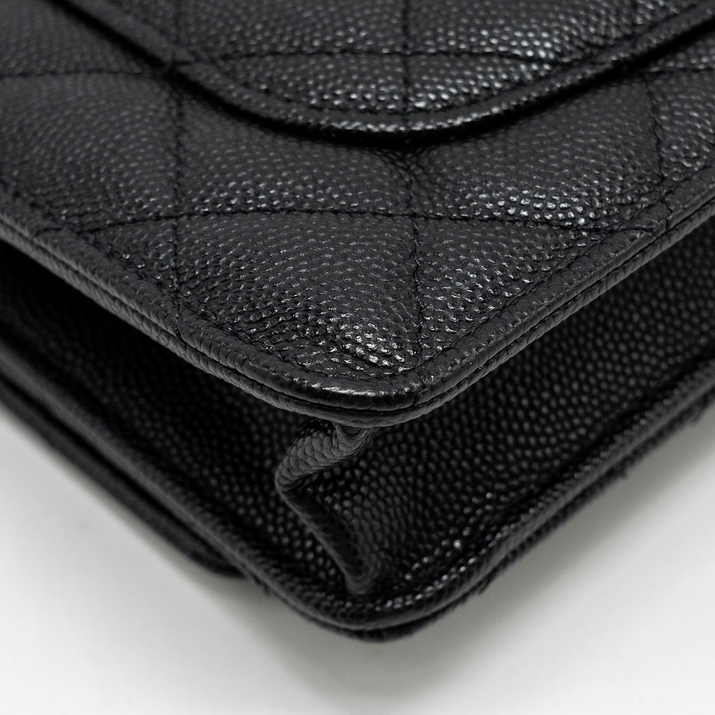 CHANEL DETAILED CC LOGO WALLET ON CHAIN CAVIAR CAVIAR BLACK GHW (MICROCHIP)