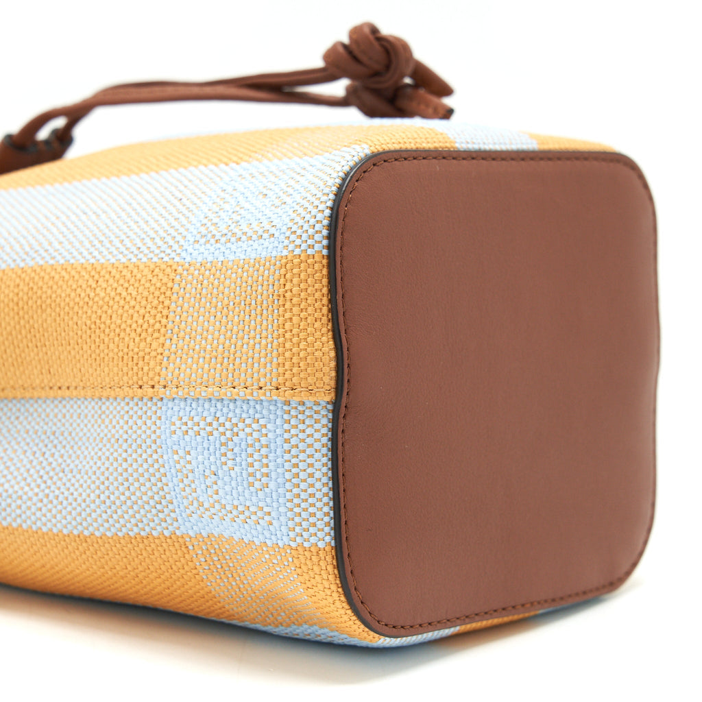 FENDI MINI MON TRESOR BUCKET BAG YELLOW AND LIGHT BLUE