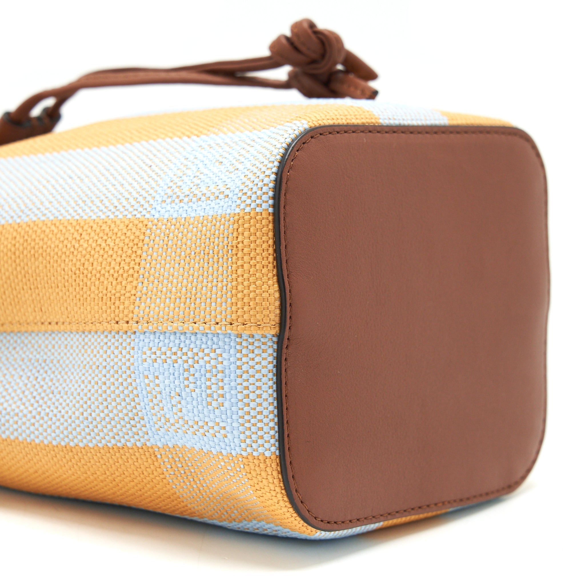 FENDI MINI MON TRESOR BUCKET BAG YELLOW AND LIGHT BLUE