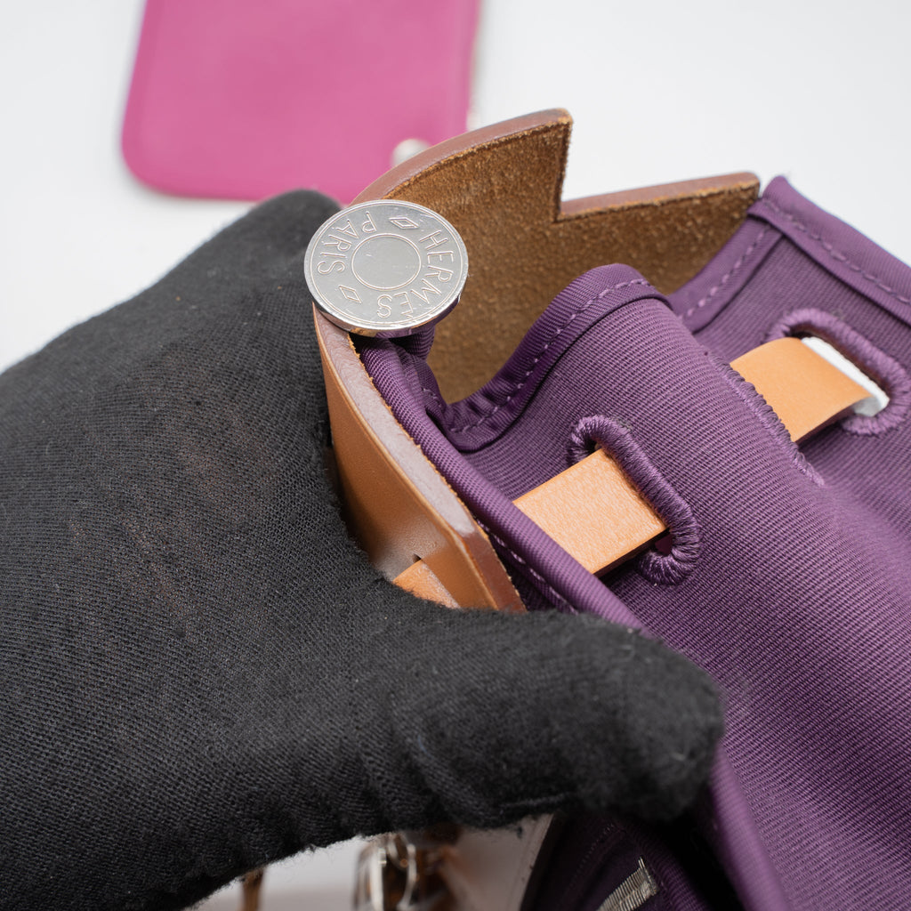 HERMES HERBAG ZIP 31 BAG CANVAS/HUNTER CASSIS PURPLE SHW