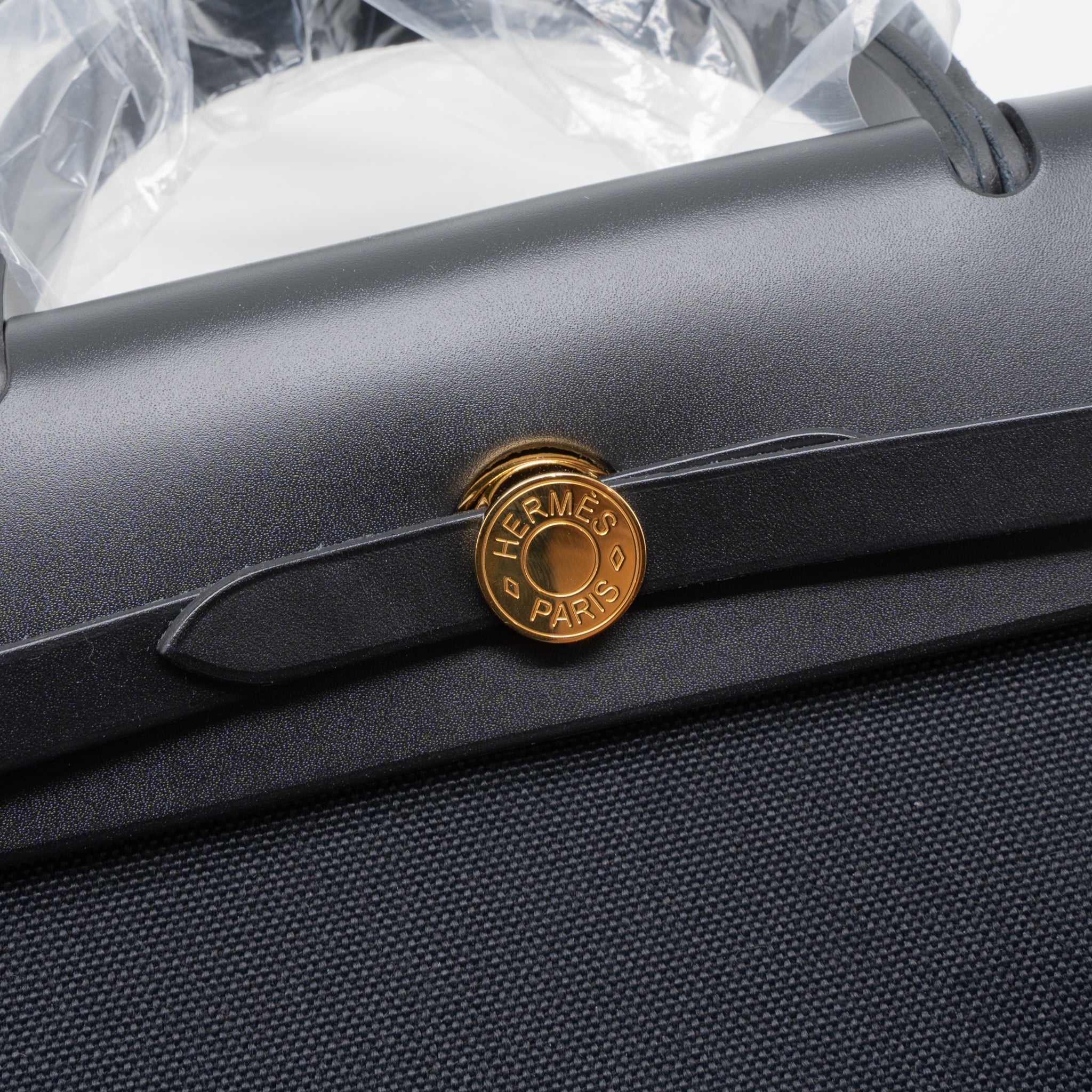 HERMES HERBAG ZIP 31 BAG CANVAS/HUNTER BLACK GHW
