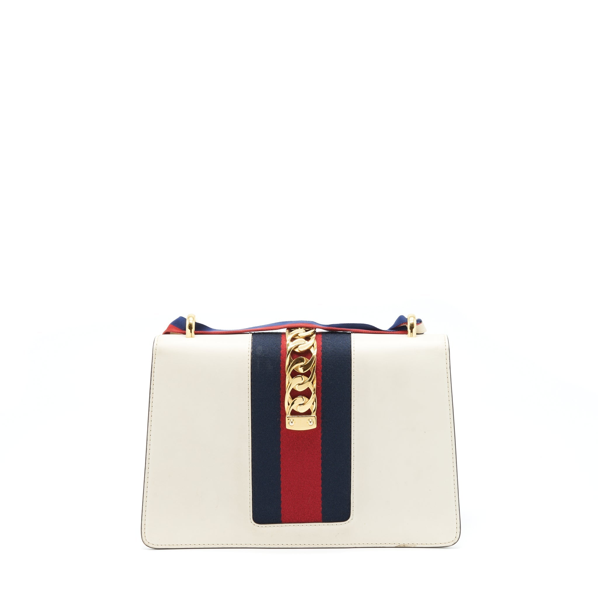 GUCCI SMALL SYLVIE SHOULDER BAG WHITE GHW