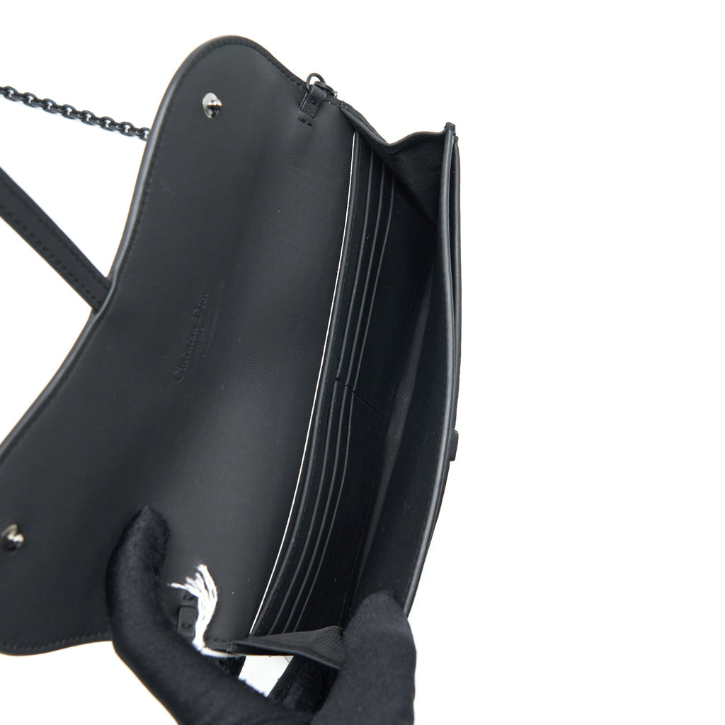 DIOR SADDLE WALLET WITH CHAIN CALFSKIN SO BLACK