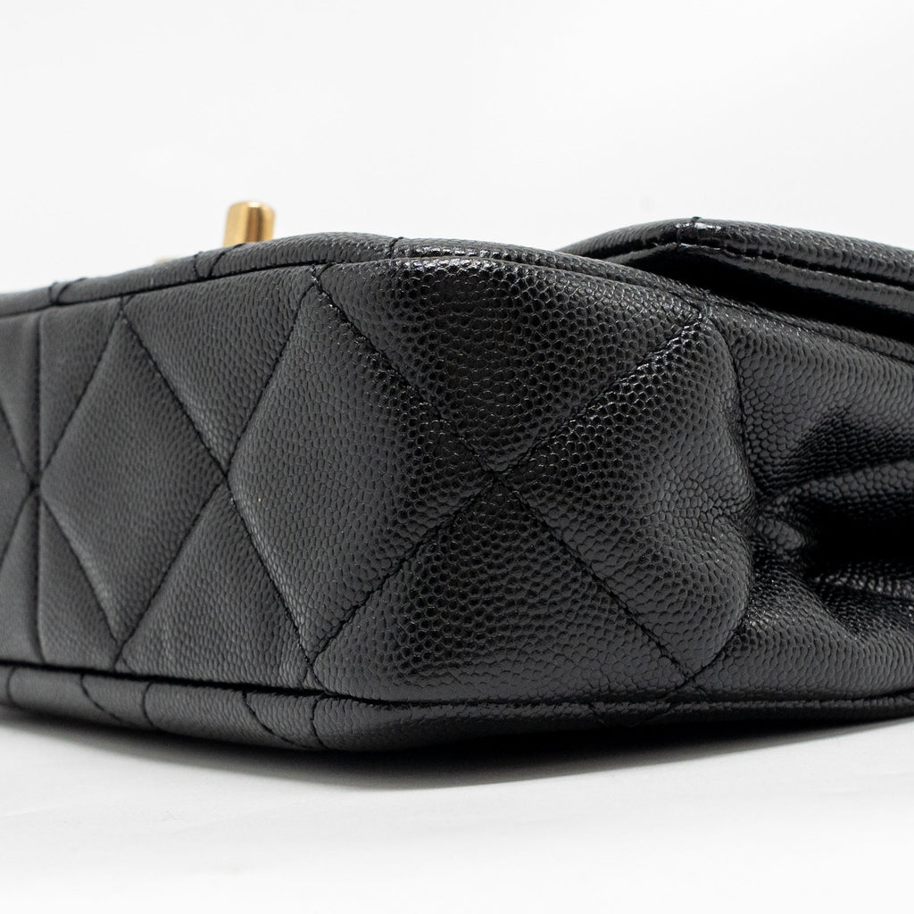 CHANEL GIANT BLACK CHAIN MINI FLAP BAG CAVIAR BLACK GHW (MICROCHIP)