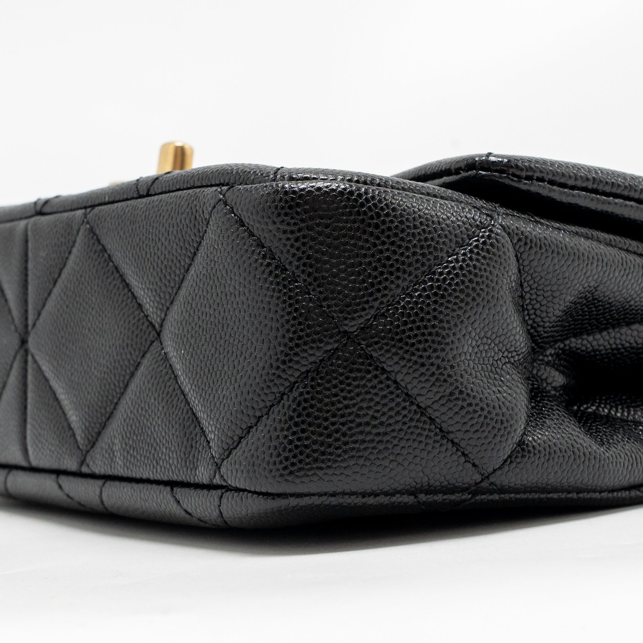 CHANEL GIANT BLACK CHAIN MINI FLAP BAG CAVIAR BLACK GHW (MICROCHIP)