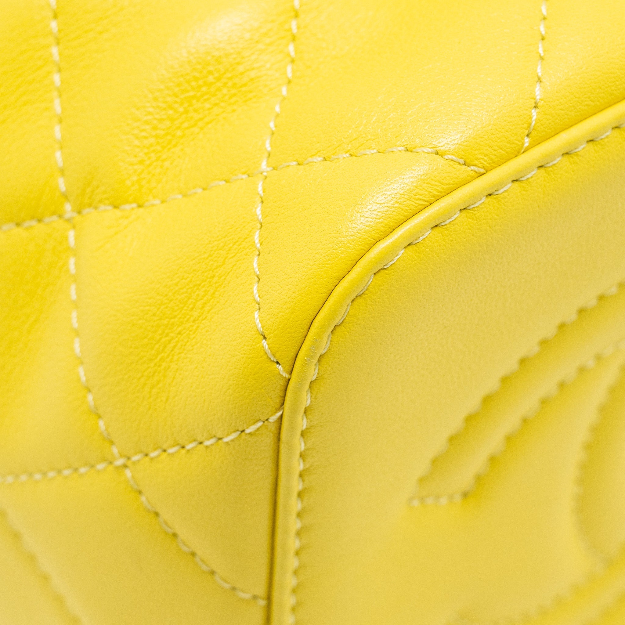 CHANEL CC VANITY CASE BAG CALFSKIN YELLOW GHW (MICROCHIP)