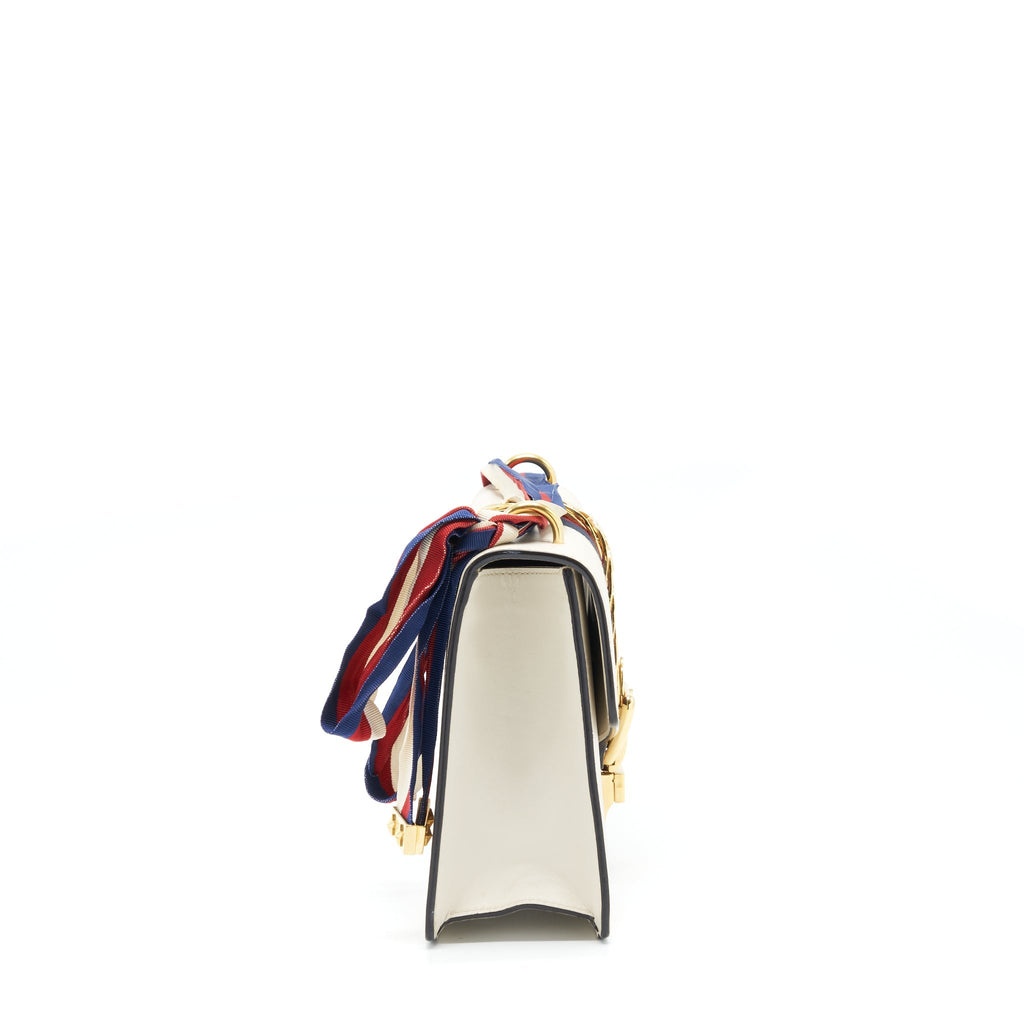 GUCCI SMALL SYLVIE SHOULDER BAG WHITE GHW