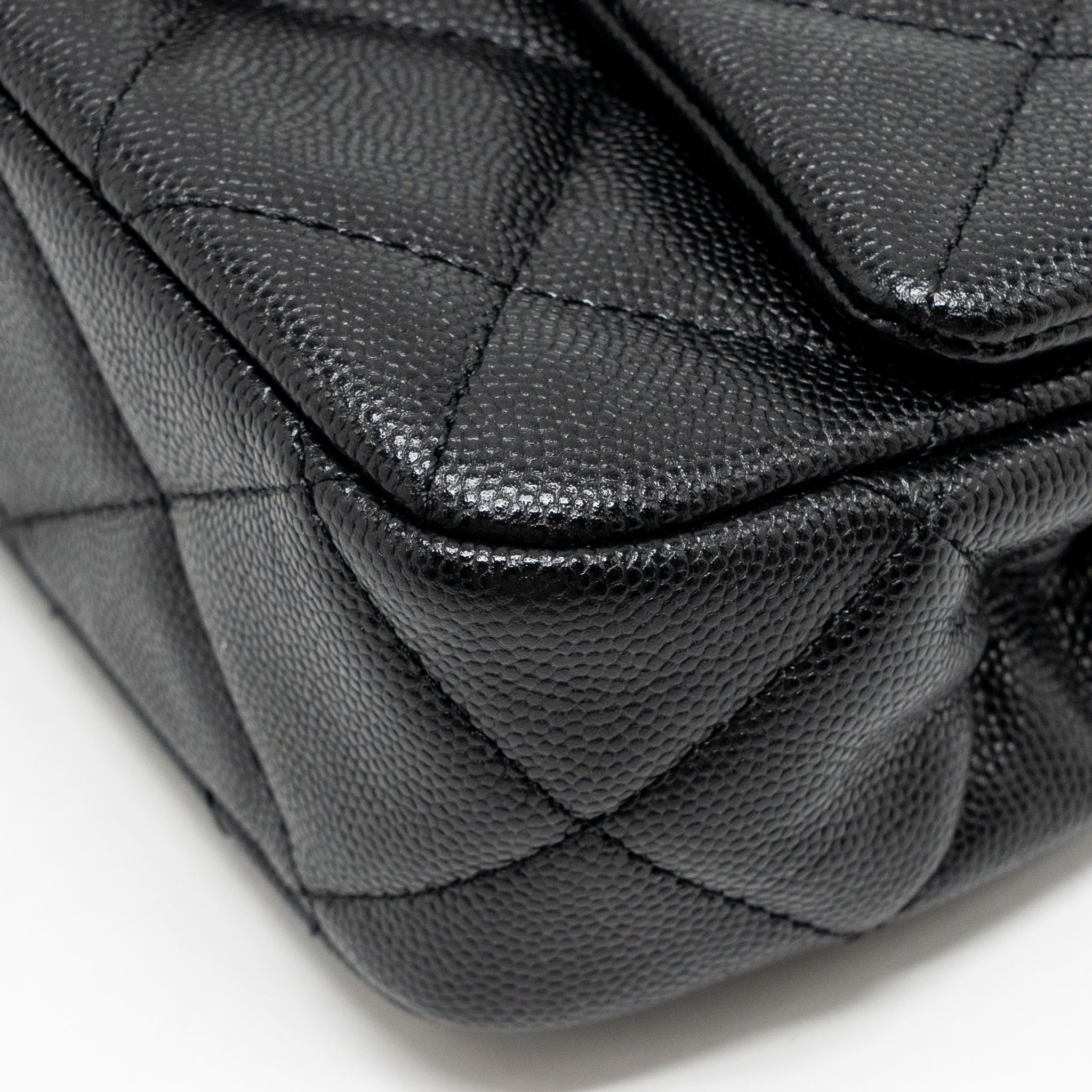 CHANEL GIANT BLACK CHAIN MINI FLAP BAG CAVIAR BLACK GHW (MICROCHIP)