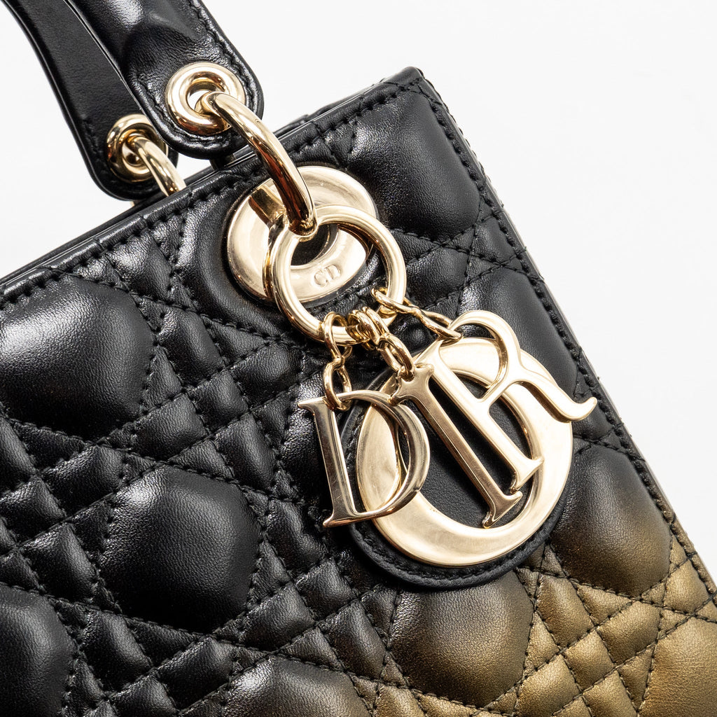 DIOR SMALL LADY DIOR LAMBSKIN BLACK / GOLD LGHW