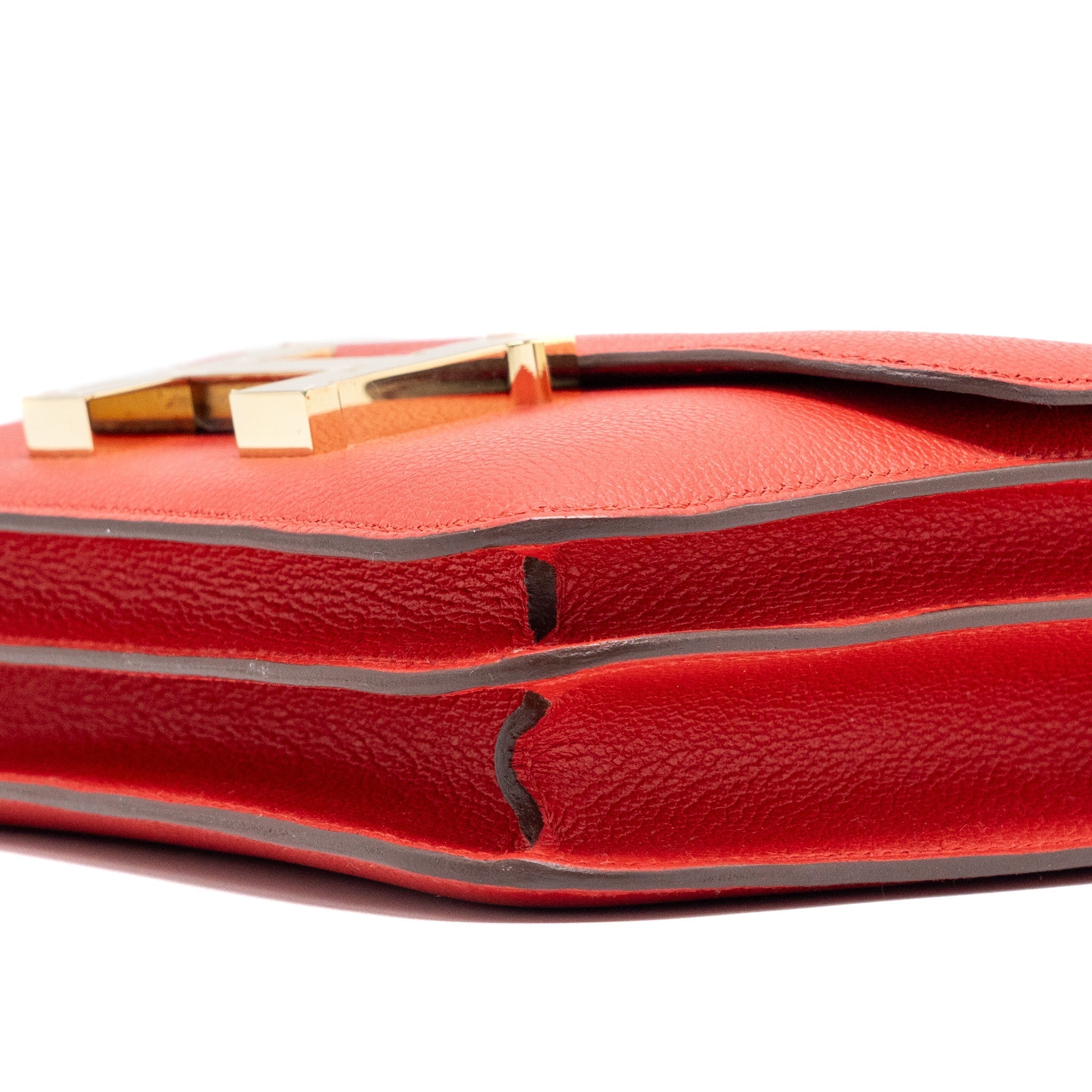 HERMES MINI CONSTANCE EVERCOLOR ROUGE DE COEUR GHW