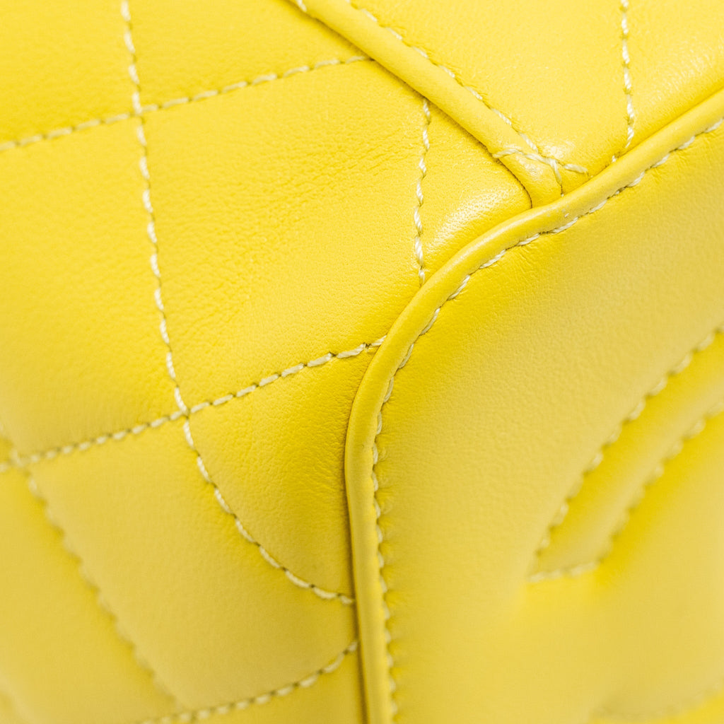 CHANEL CC VANITY CASE BAG CALFSKIN YELLOW GHW (MICROCHIP)